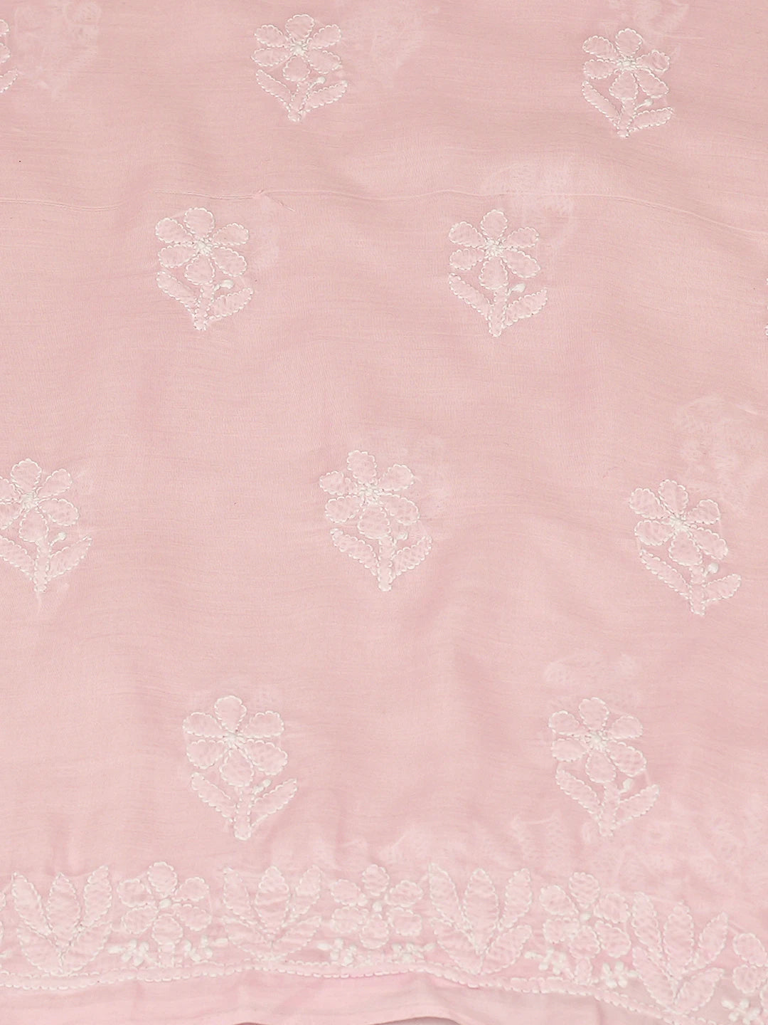 Ada Hand Embroidered Pink Cotton Lucknowi Chikankari Unstitched Kurta Piece 01A772854
