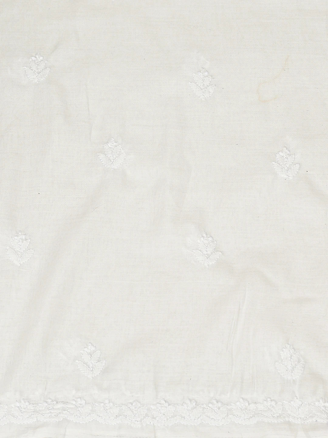 Ada Hand Embroidered White Cotton Lucknowi Chikankari Unstitched Kurta Piece 01A607339