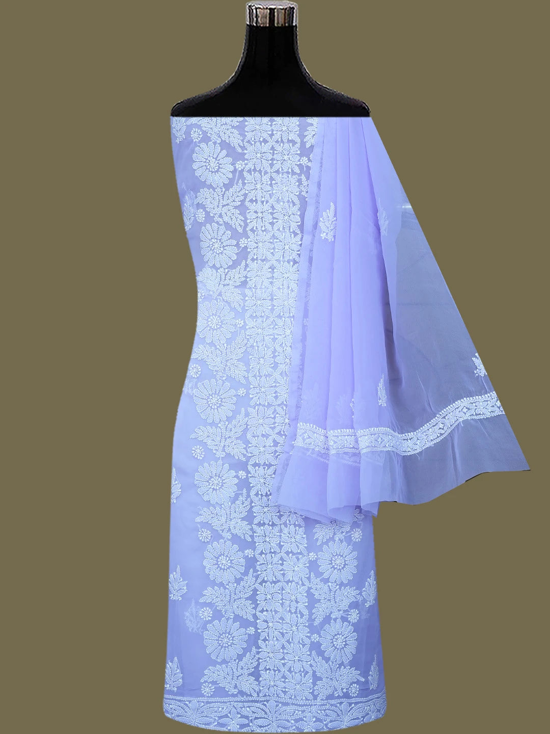Ada Hand Embroidered Mauve Georgette Lucknowi Chikankari Unstitched Suit Piece 01A793497