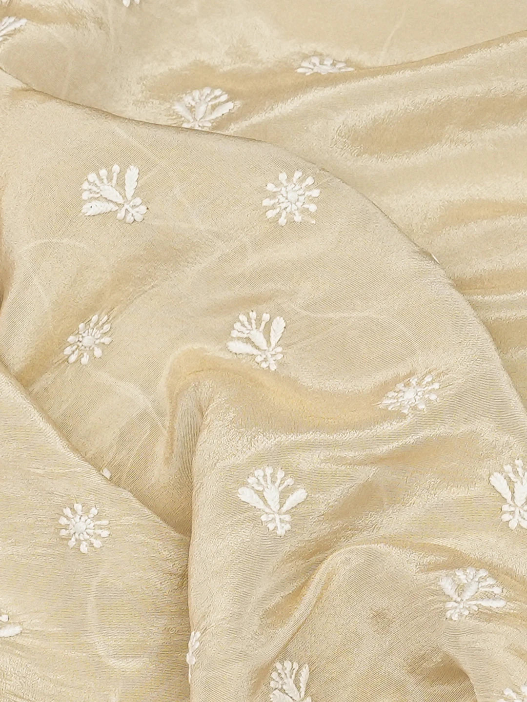 Ada Hand Embroidered Fawn Tissue Lucknowi Chikankari Unstitched Men's Kurta Piece 01A789216