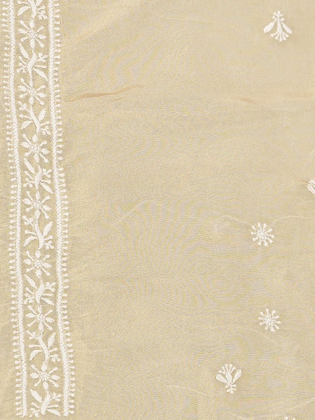 Ada Hand Embroidered Fawn Tissue Lucknowi Chikankari Unstitched Men's Kurta Piece 01A789216