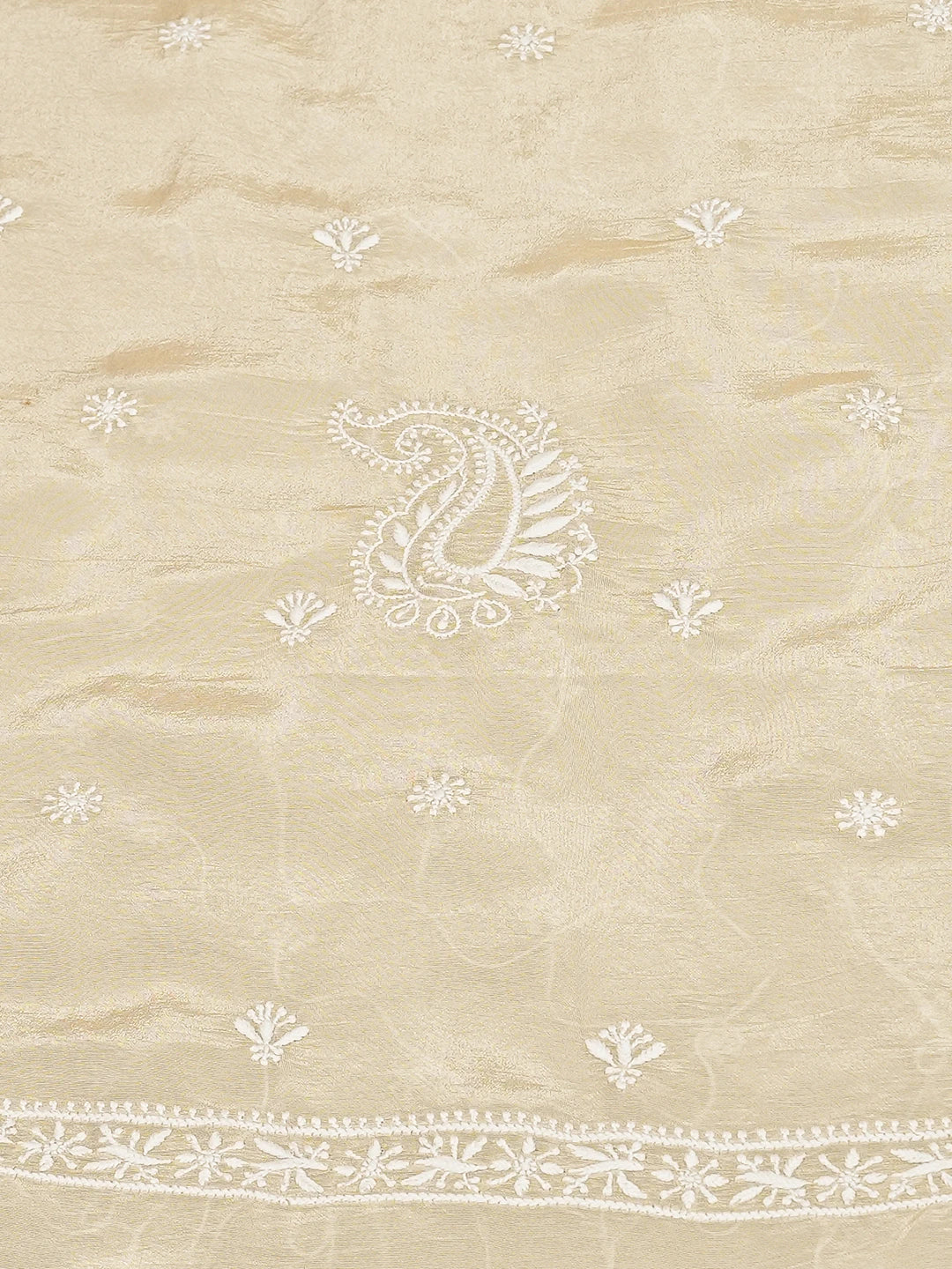 Ada Hand Embroidered Fawn Tissue Lucknowi Chikankari Unstitched Men's Kurta Piece 01A789216