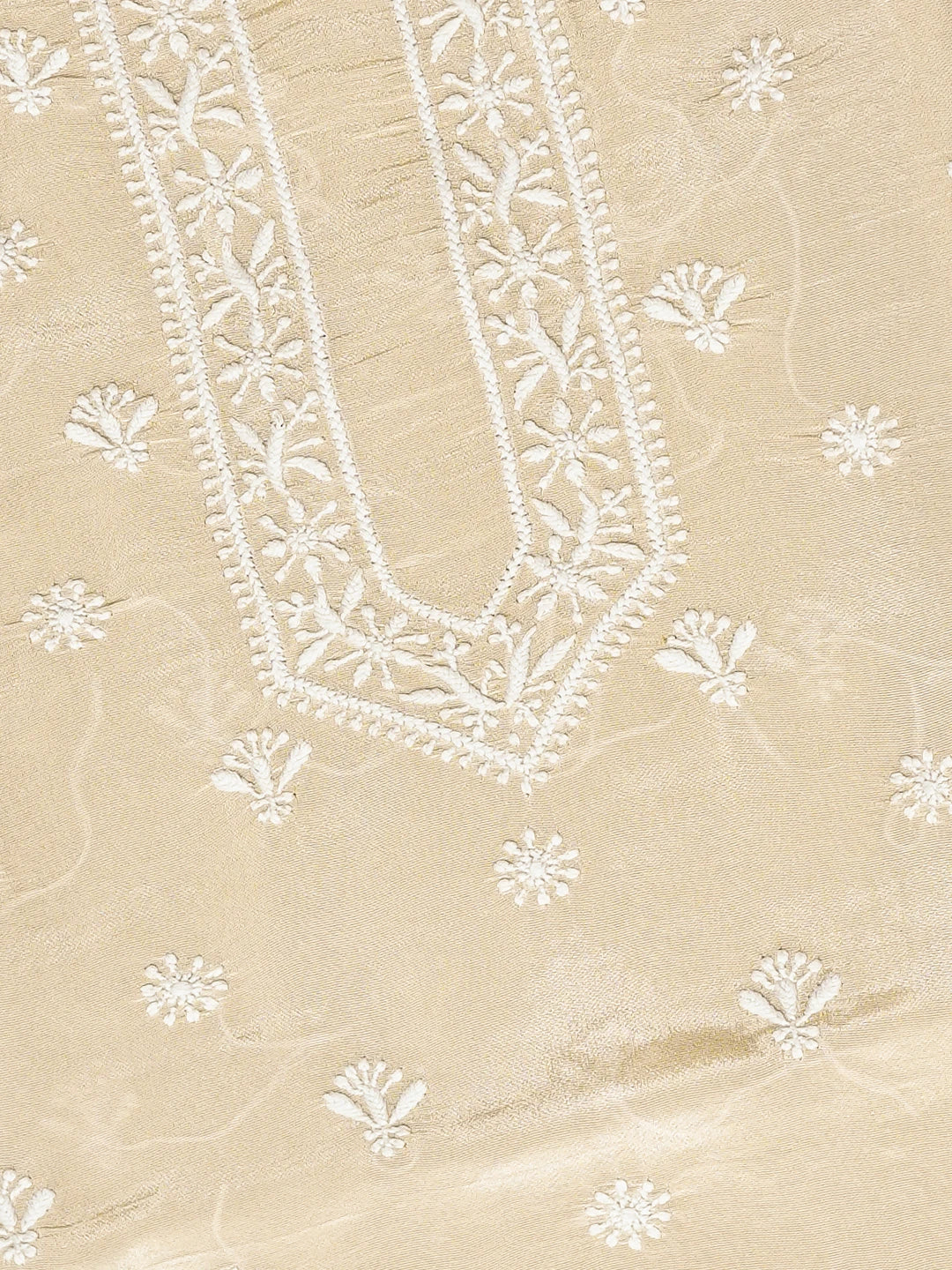 Ada Hand Embroidered Fawn Tissue Lucknowi Chikankari Unstitched Men's Kurta Piece 01A789216