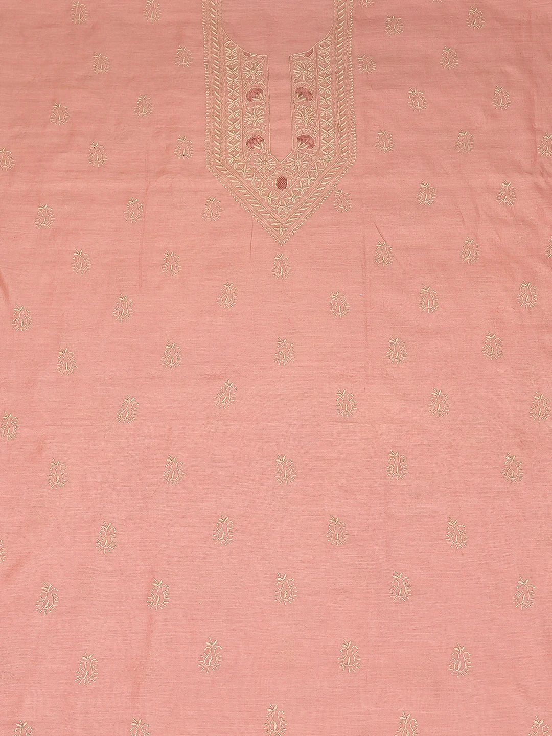 Ada Hand Embroidered Puce Pink Chanderi Lucknowi Chikankari Unstitched Men's Kurta Piece 01A785591