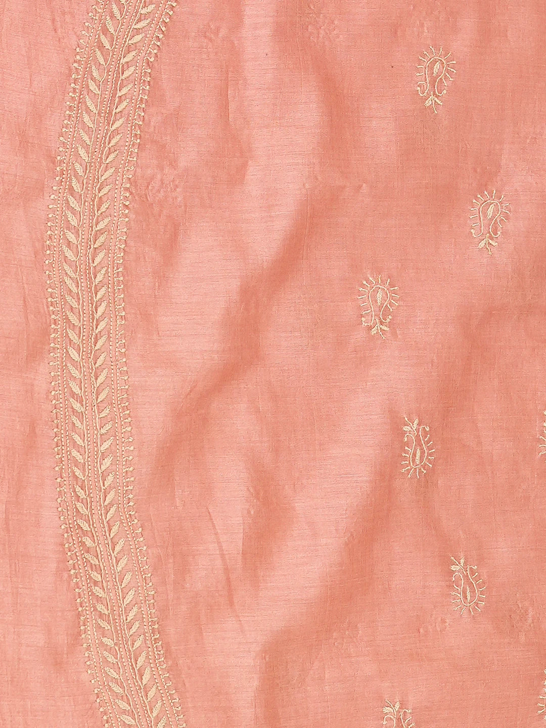 Ada Hand Embroidered Puce Pink Chanderi Lucknowi Chikankari Unstitched Men's Kurta Piece 01A785591