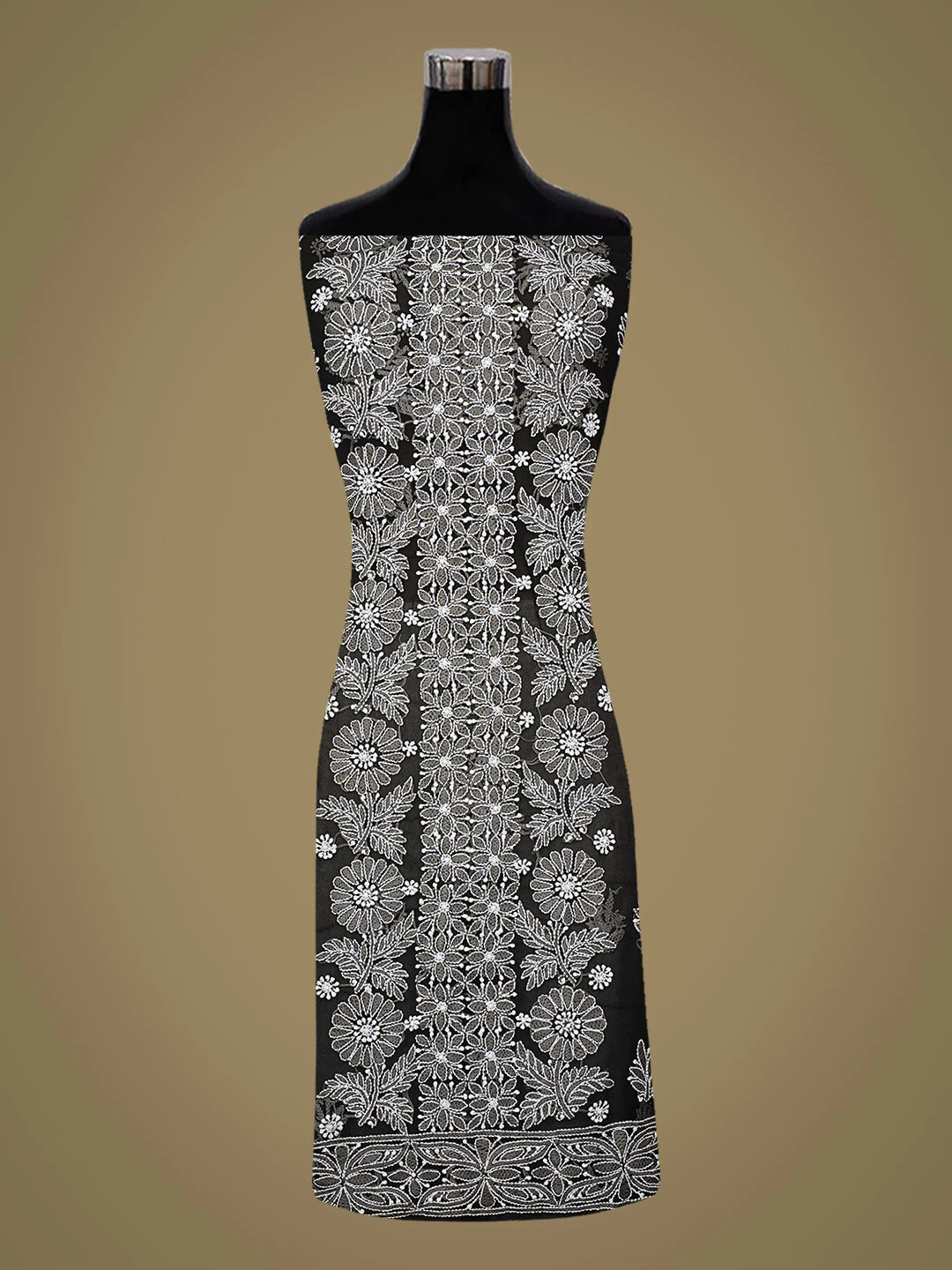 Ada Hand Embroidered Black Georgette Lucknowi Chikankari Unstitched Suit Piece 01A793566
