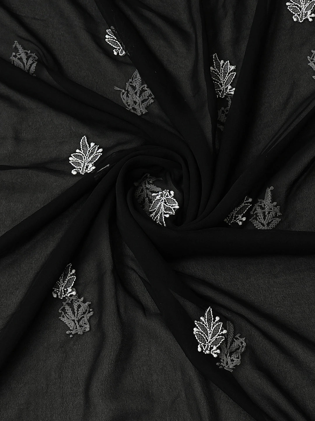Ada Hand Embroidered Black Georgette Lucknowi Chikankari Unstitched Suit Piece 01A793566