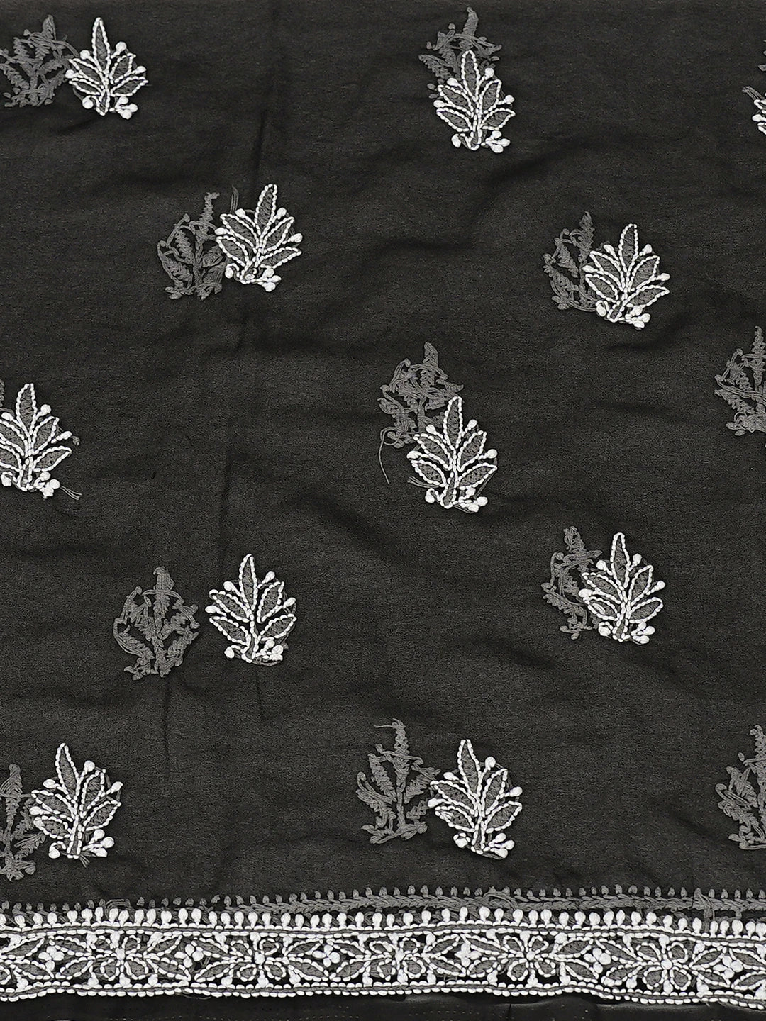 Ada Hand Embroidered Black Georgette Lucknowi Chikankari Unstitched Suit Piece 01A793566