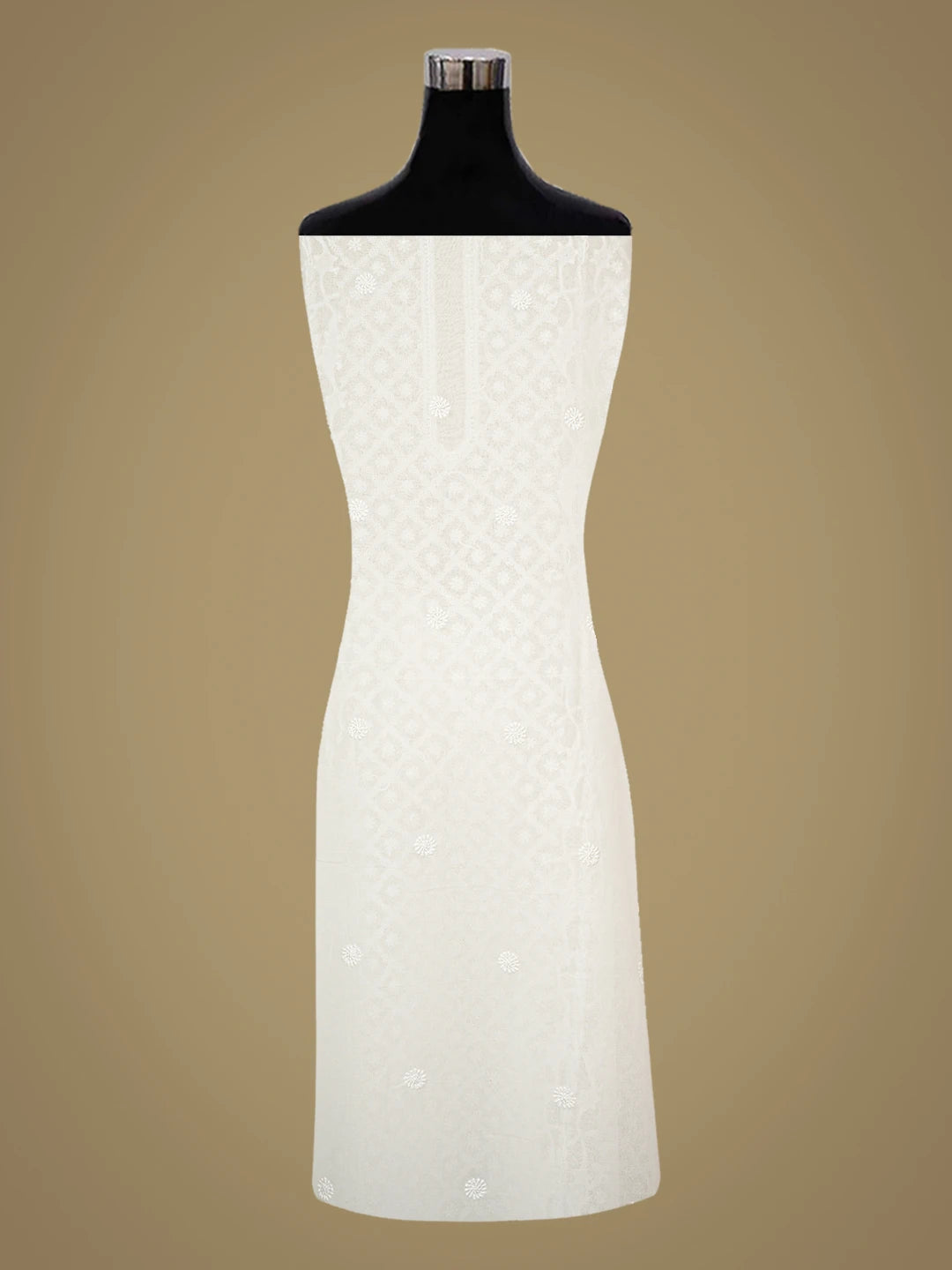 Ada Hand Embroidered White Cotton Lucknowi Chikankari Unstitched Kurta Piece 01A791952