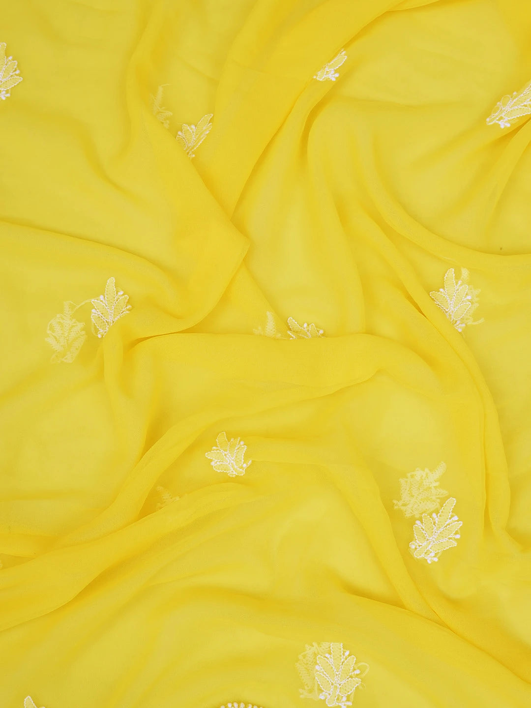 Ada Hand Embroidered Yellow Georgette Lucknowi Chikankari Unstitched Suit Piece 01A793499