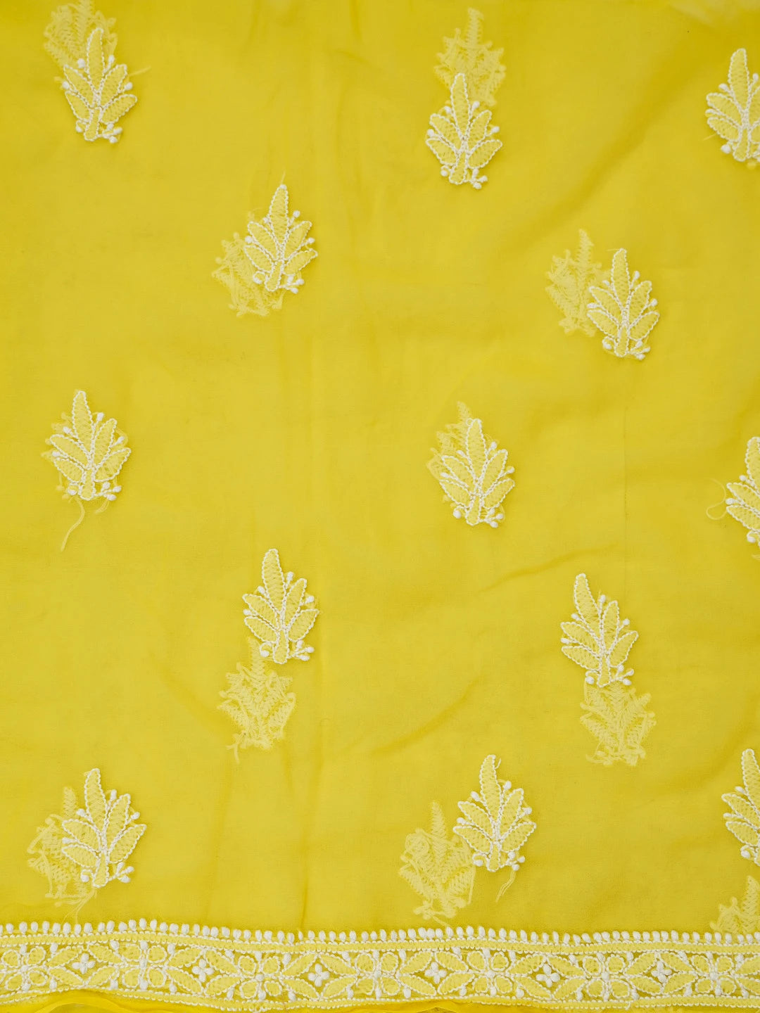 Ada Hand Embroidered Yellow Georgette Lucknowi Chikankari Unstitched Suit Piece 01A793499