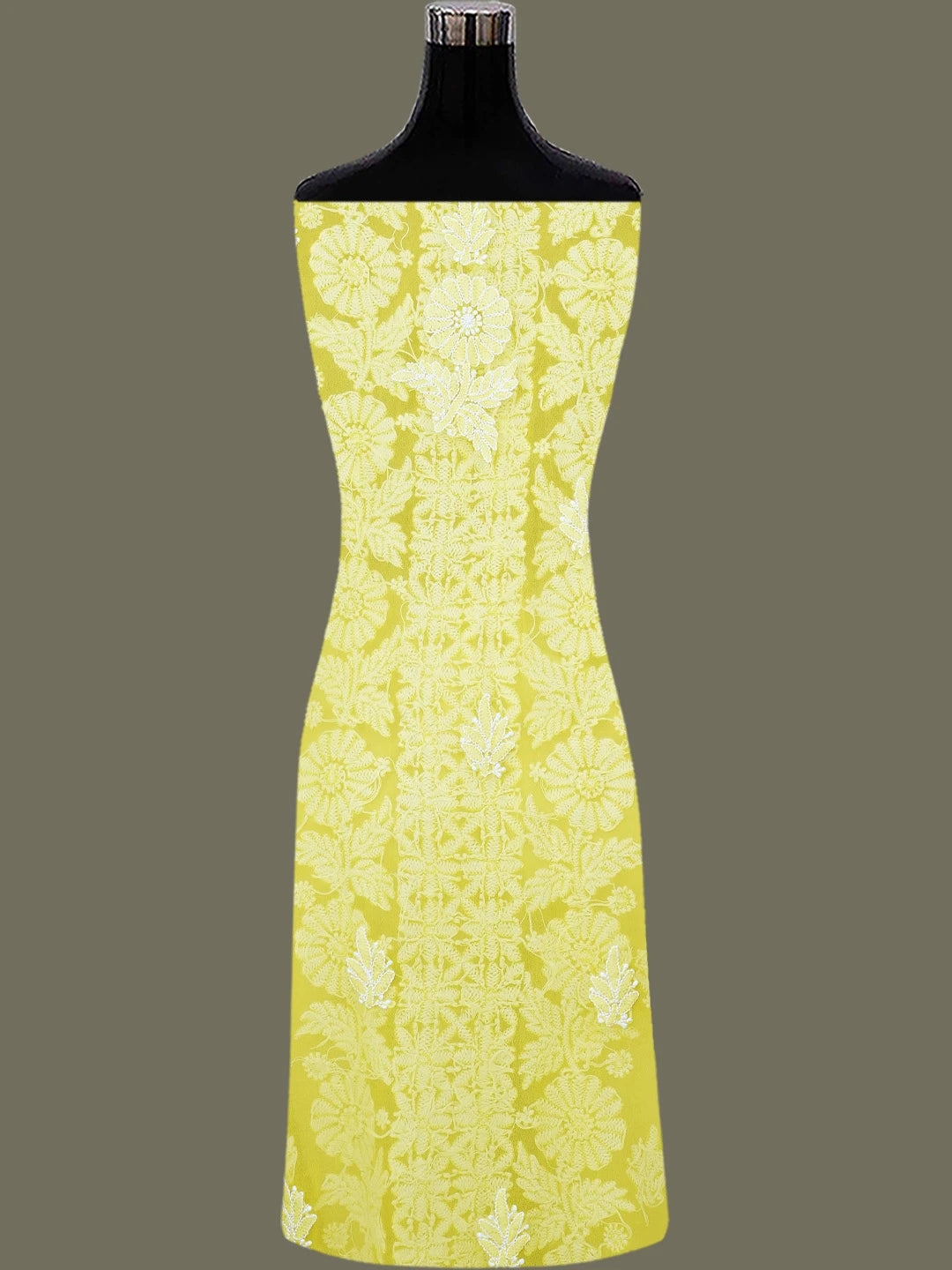 Ada Hand Embroidered Yellow Georgette Lucknowi Chikankari Unstitched Suit Piece 01A793499