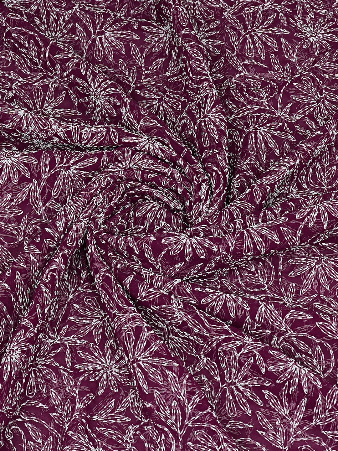 Ada Hand Embroidered Wine Faux Georgette Lucknowi Chikankari Dupatta 01A751434