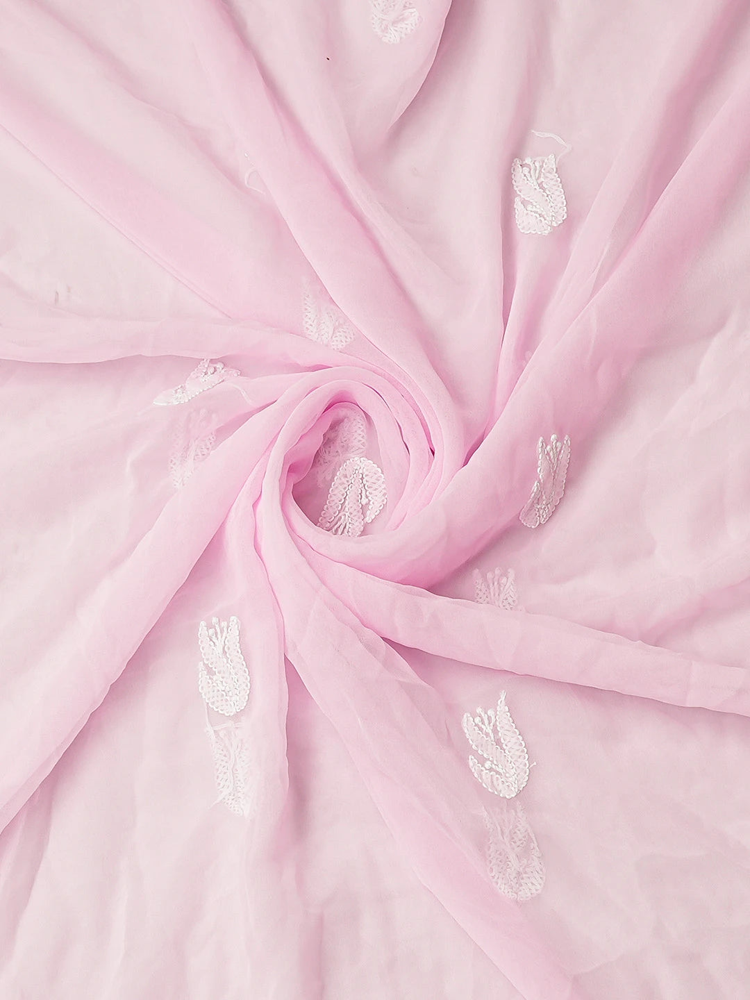 Ada Hand Embroidered Pink Georgette Lucknowi Chikankari Unstitched Suit Piece 01A793522