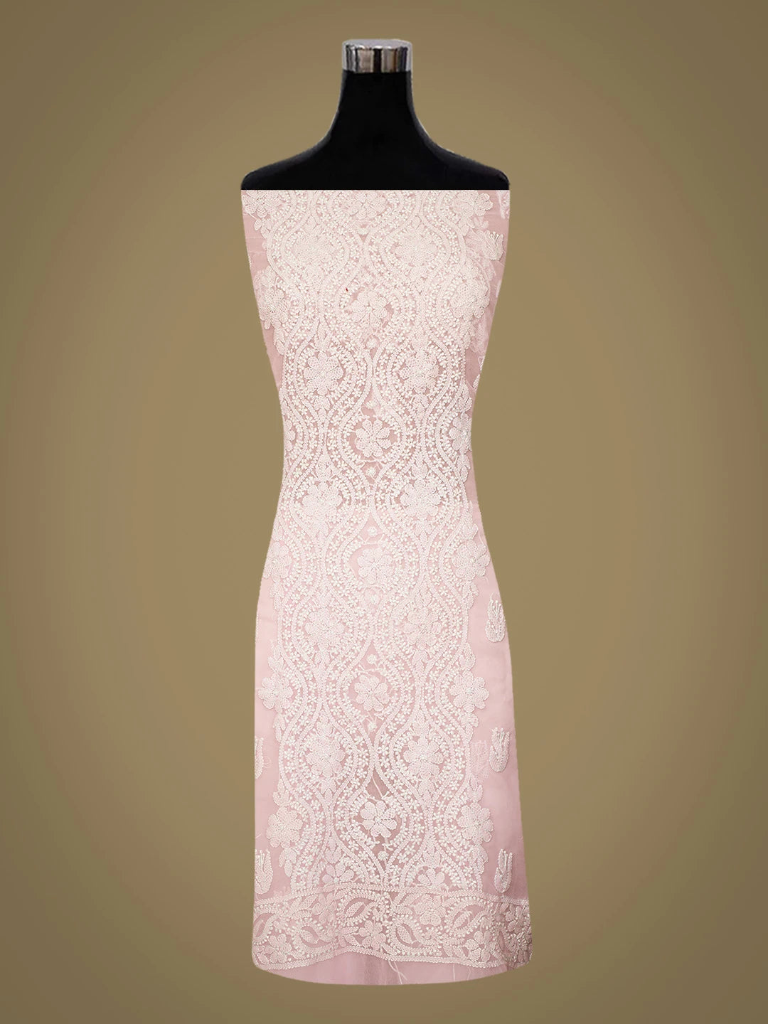 Ada Hand Embroidered Pink Georgette Lucknowi Chikankari Unstitched Suit Piece 01A793522
