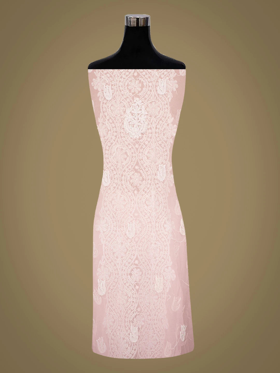 Ada Hand Embroidered Pink Georgette Lucknowi Chikankari Unstitched Suit Piece 01A793522