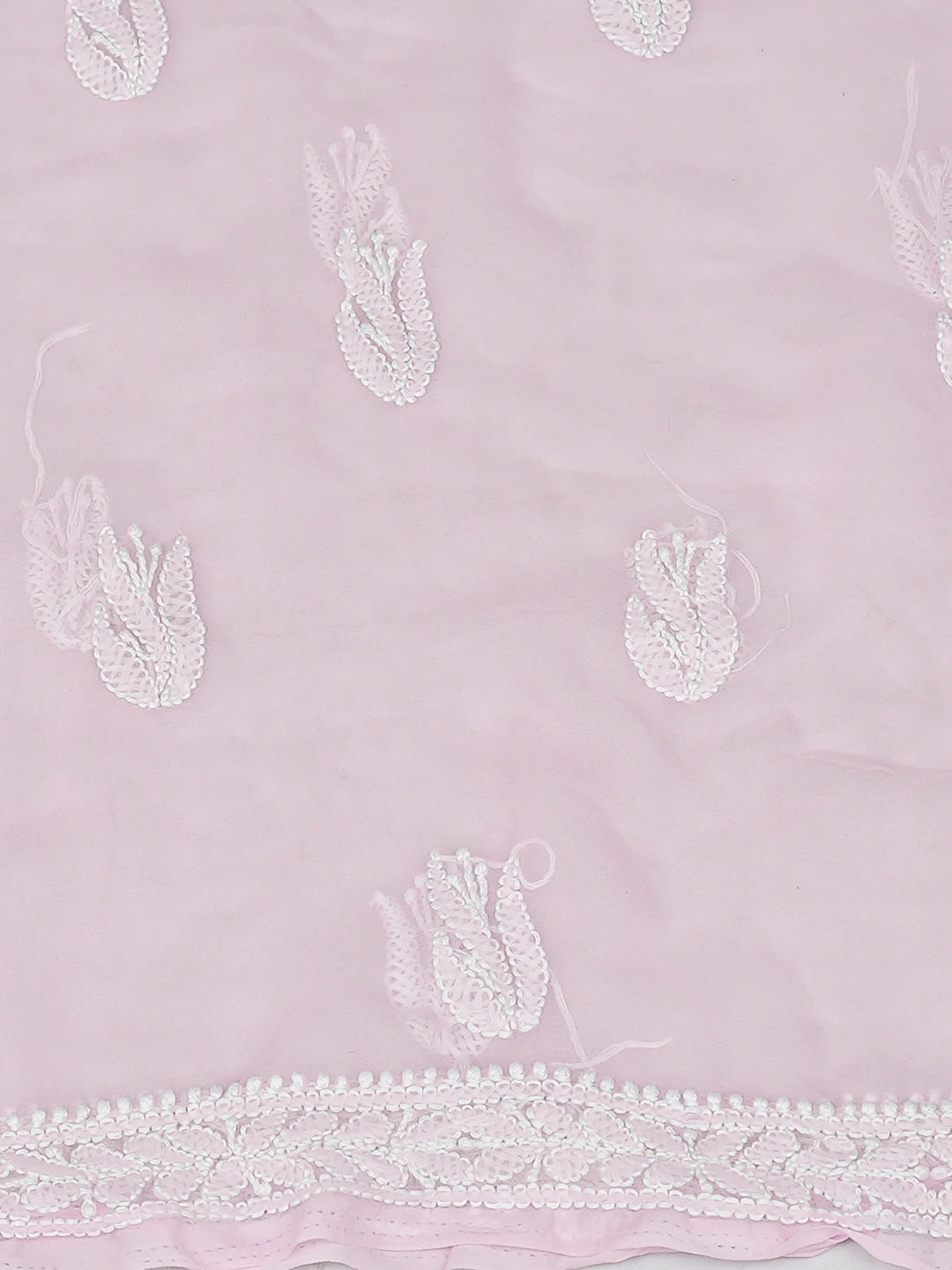 Ada Hand Embroidered Pink Georgette Lucknowi Chikankari Unstitched Suit Piece 01A793522