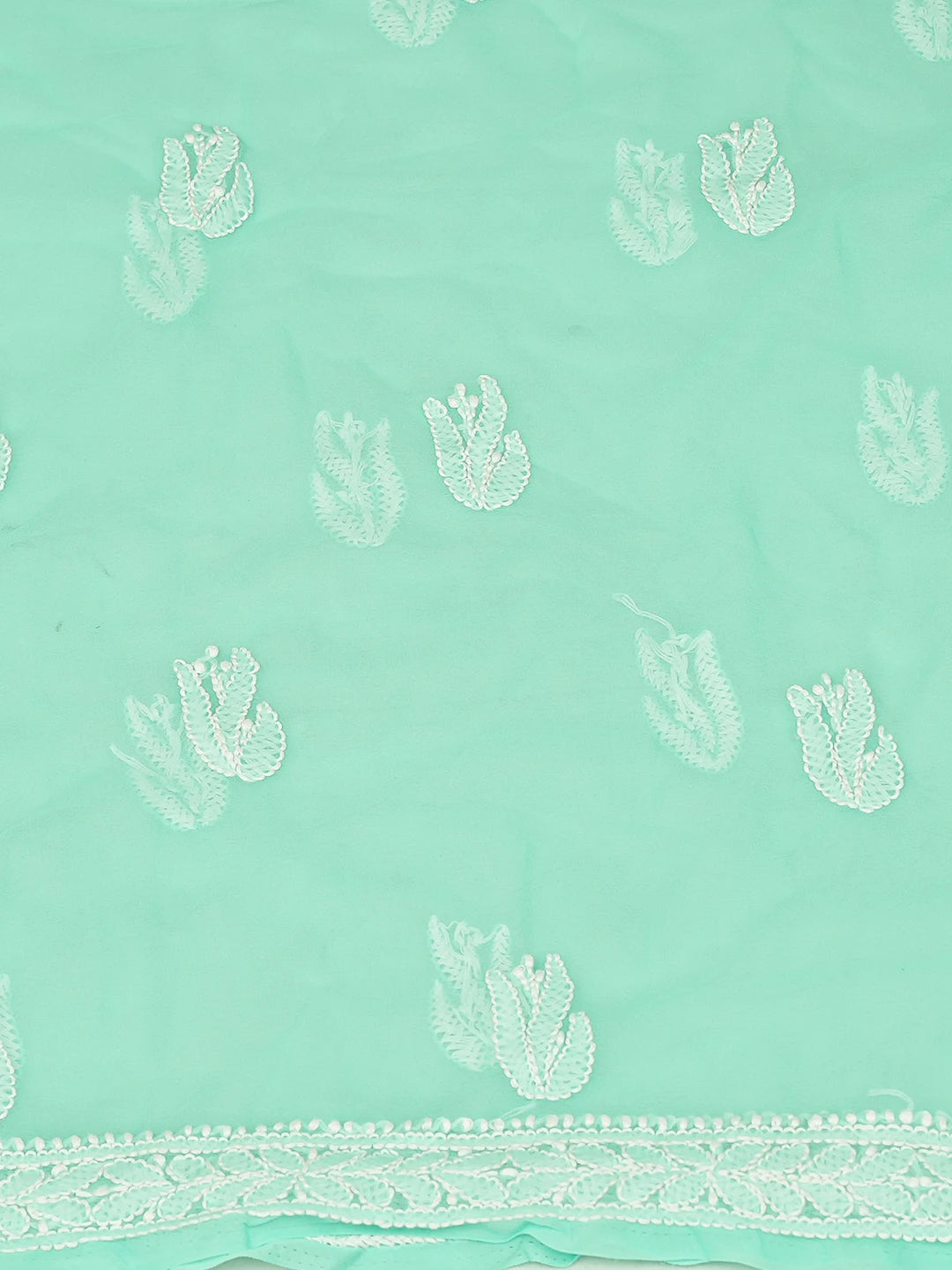 Ada Hand Embroidered Sea Green Georgette Lucknowi Chikankari Unstitched Suit Piece 01A793528