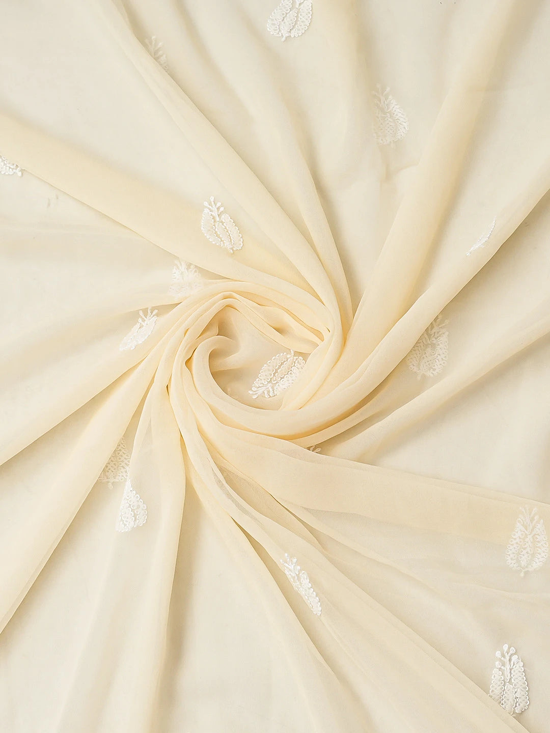 Ada Hand Embroidered Cream Georgette Lucknowi Chikankari Unstitched Suit Piece 01A793555