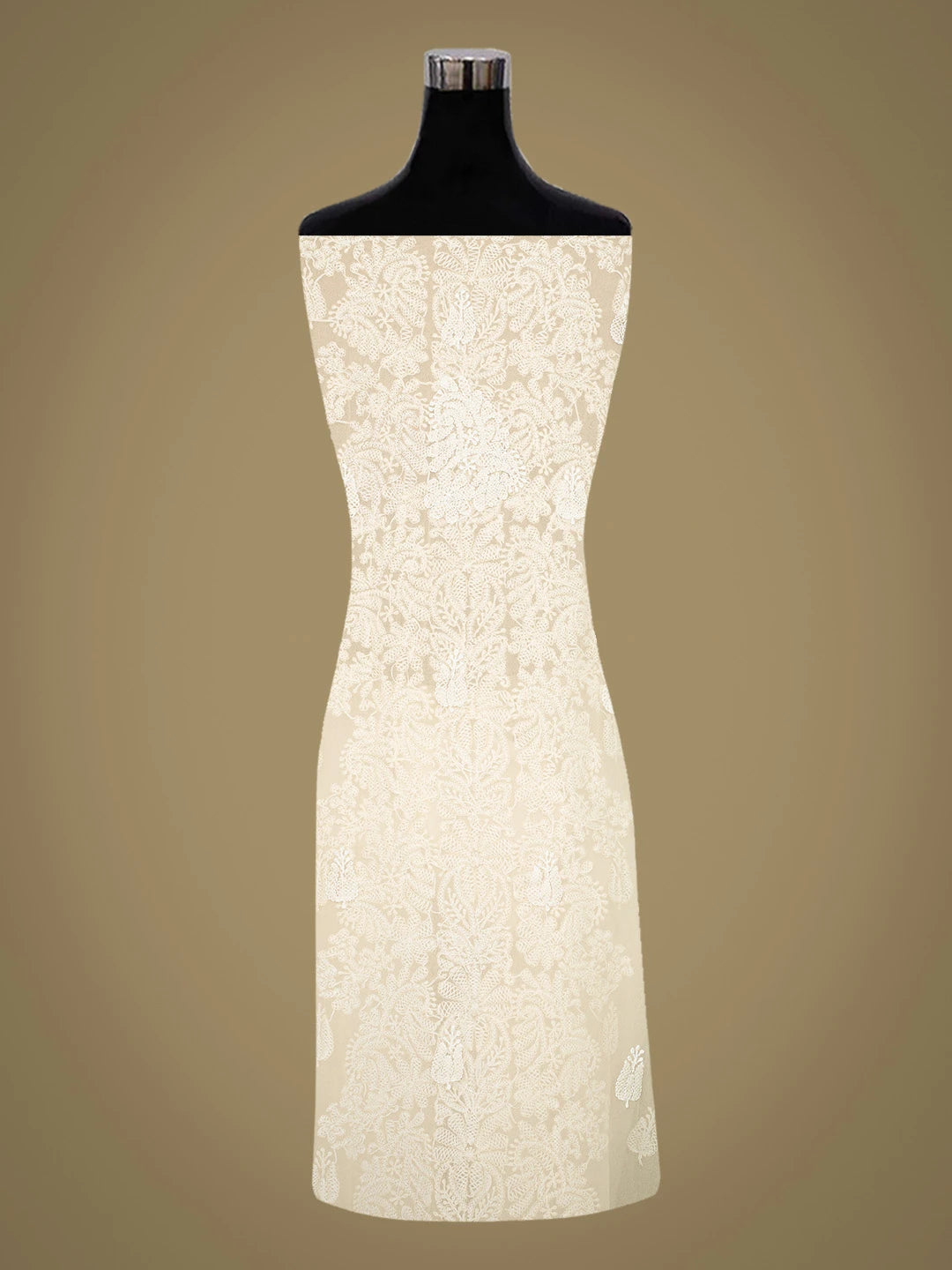 Ada Hand Embroidered Cream Georgette Lucknowi Chikankari Unstitched Suit Piece 01A793555