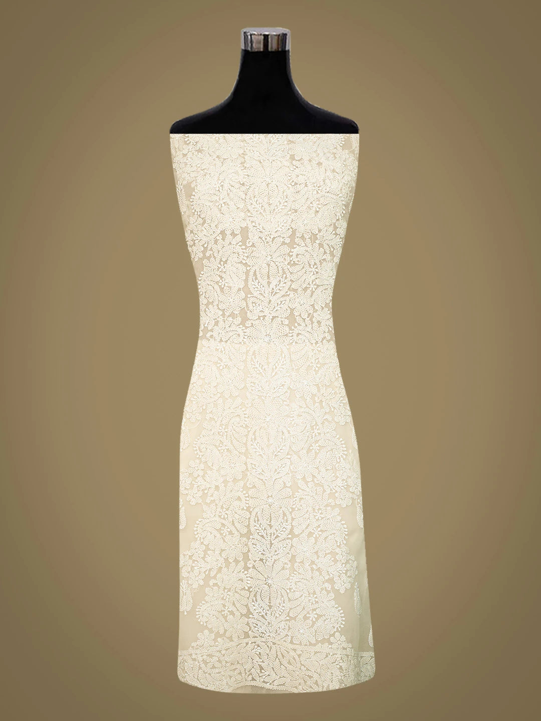 Ada Hand Embroidered Cream Georgette Lucknowi Chikankari Unstitched Suit Piece 01A793555