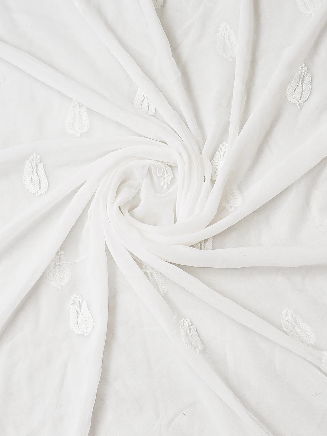 Ada Hand Embroidered White Georgette Lucknowi Chikankari Unstitched Suit Piece 01A793581