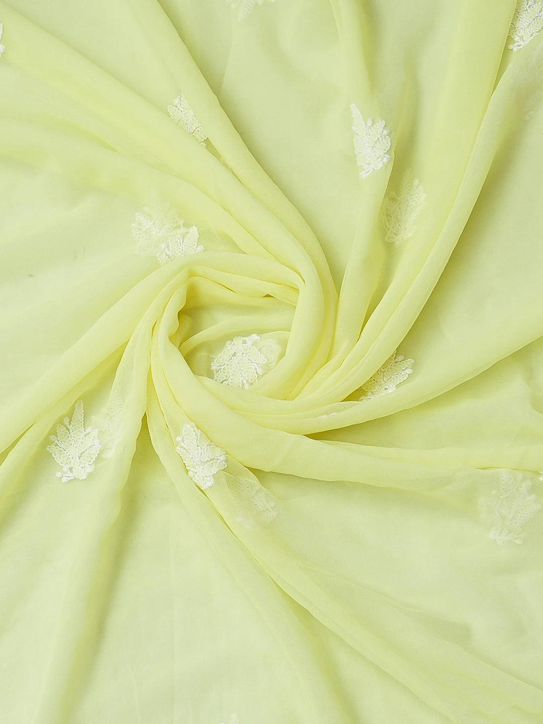 Ada Hand Embroidered Fluorescent Yellow Georgette Lucknowi Chikankari Unstitched Suit Piece 01A793427