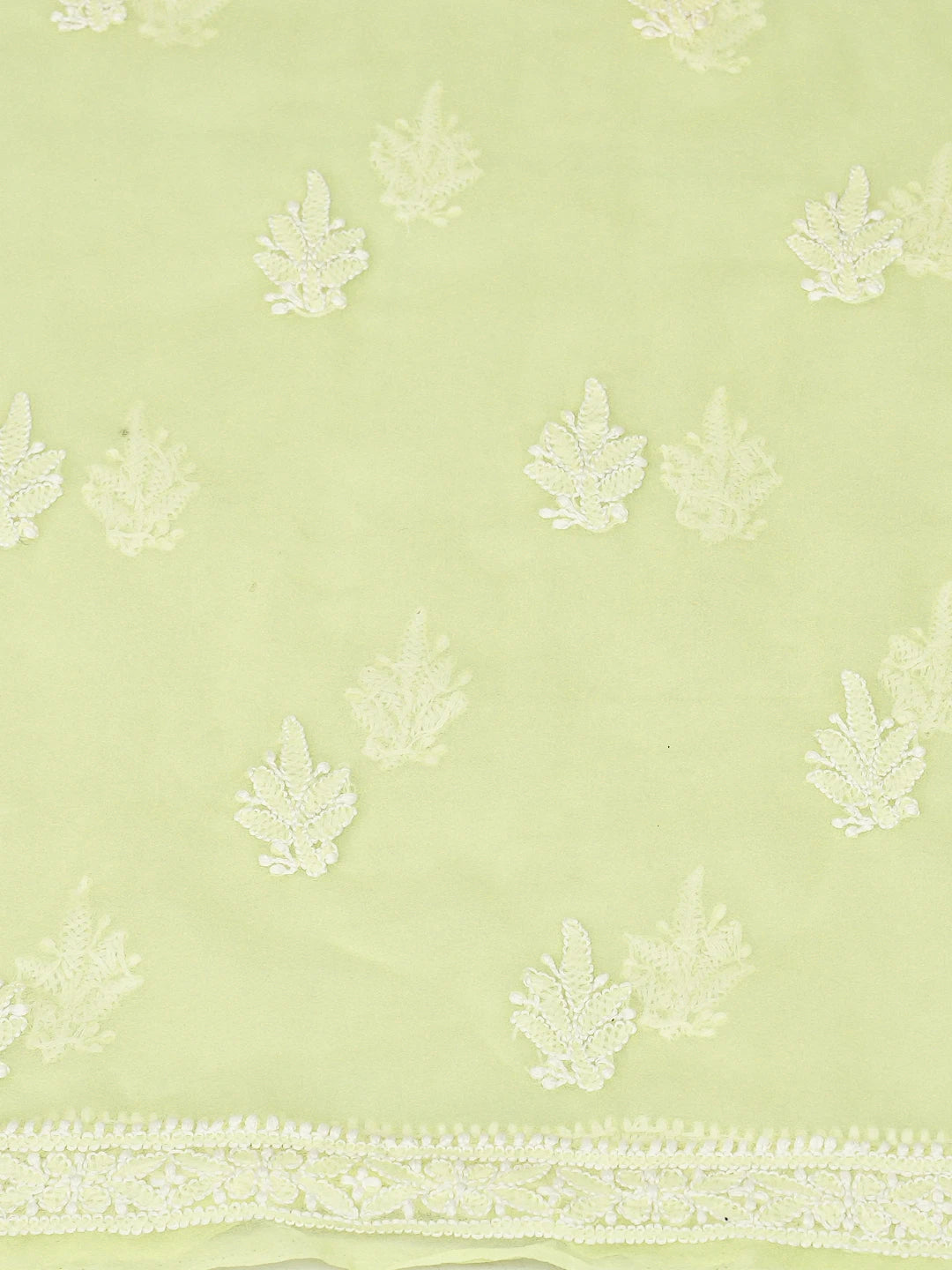 Ada Hand Embroidered Fluorescent Yellow Georgette Lucknowi Chikankari Unstitched Suit Piece 01A793427