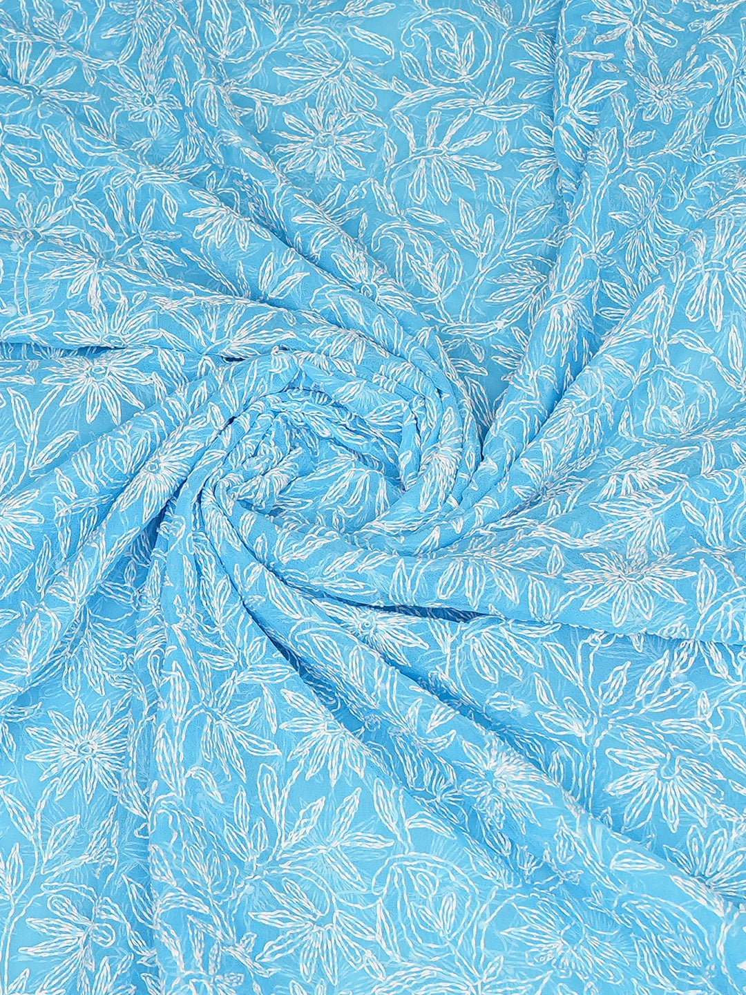 Ada Hand Embroidered Blue Faux Georgette Lucknowi Chikankari Dupatta 01A779397