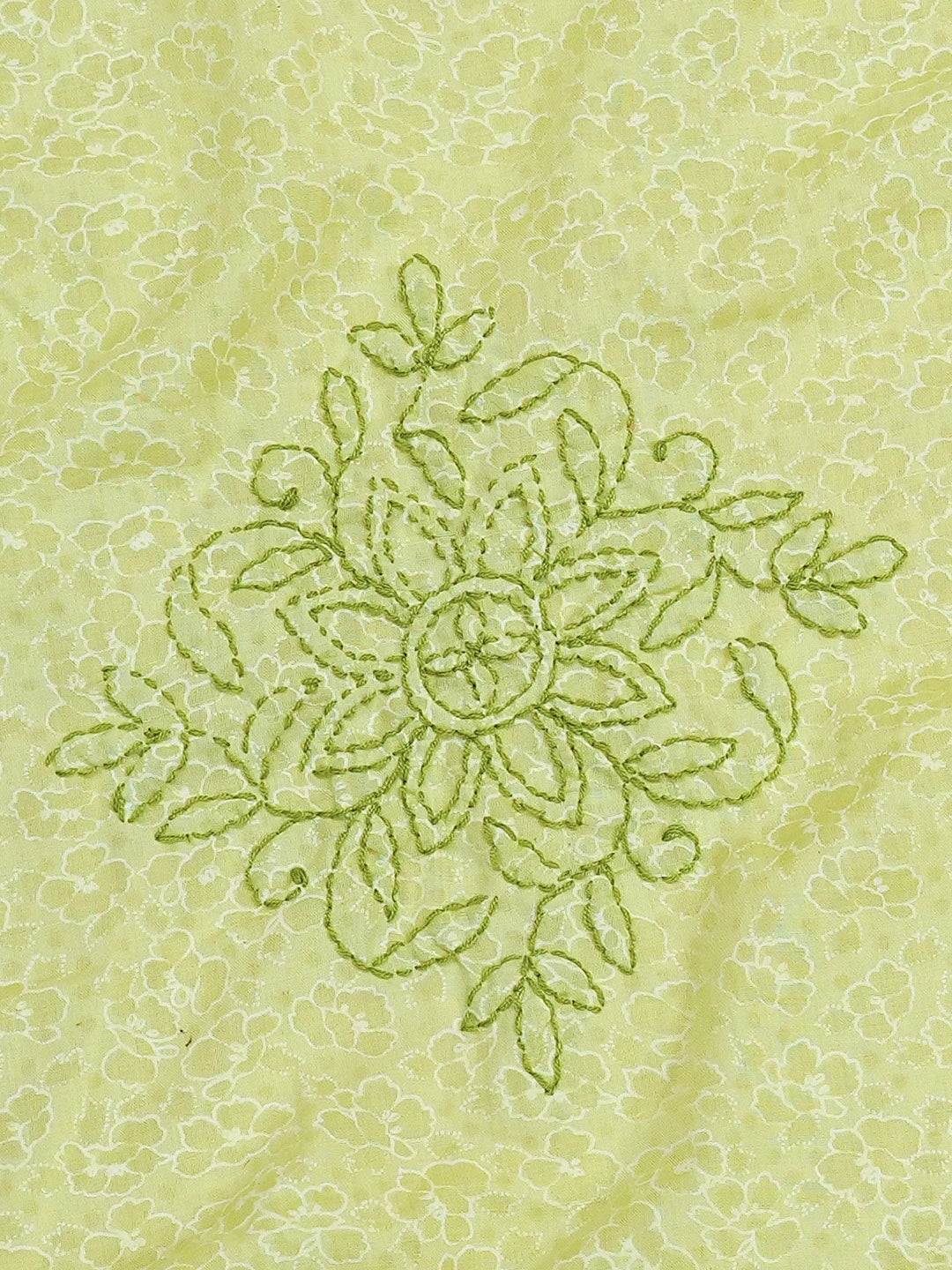 Ada Hand Embroidered Green Cotton Lucknowi Chikankari Bed Sheet With Pillow Cover Set 01A610513