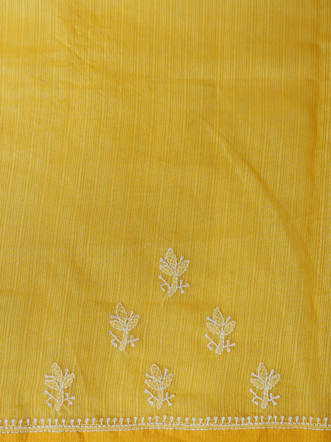 Ada Hand Embroidered Yellow Super Net Lucknowi Chikankari Saree With Blouse 01A775788