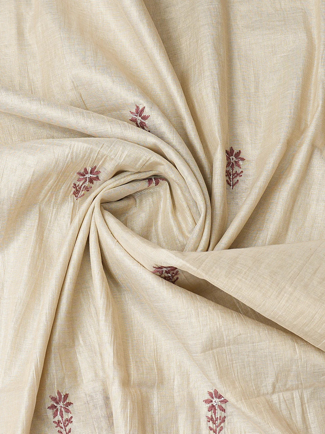 Ada Hand Embroidered Fawn Tissue Lucknowi Chikankari Semi-Stitched Kurta Dupatta Set With Cutdana Work 01A741931