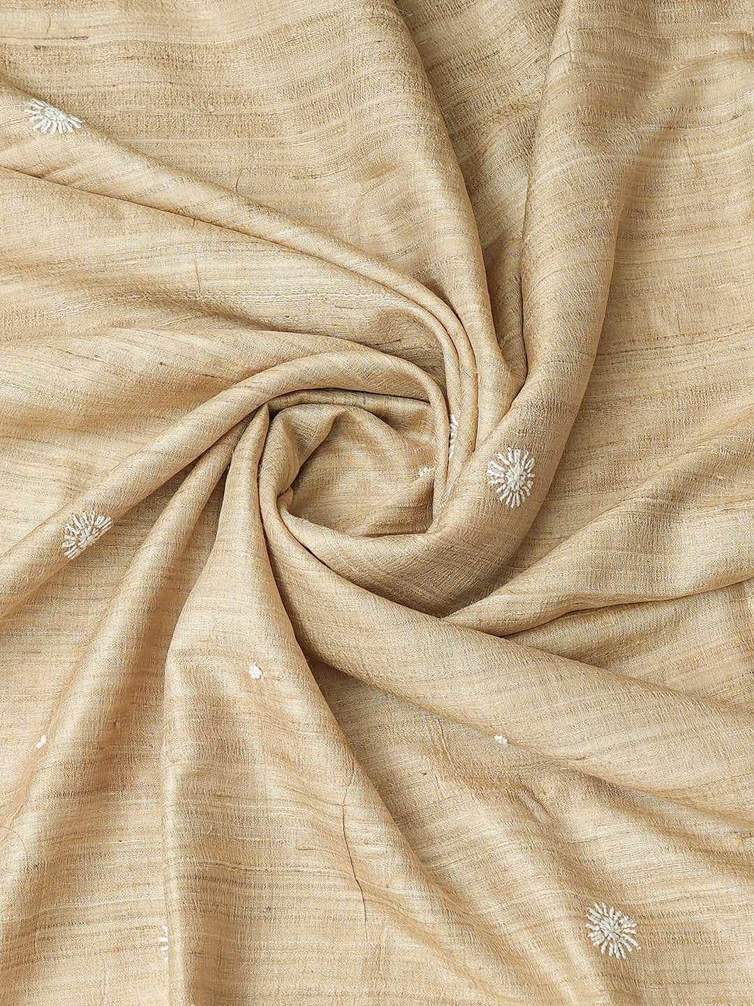 Ada Hand Embroidered Fawn Ghicha Silk Lucknowi Chikankari Semi-Stitched Kurta Dupatta Set With Cutdana Work 01A789370