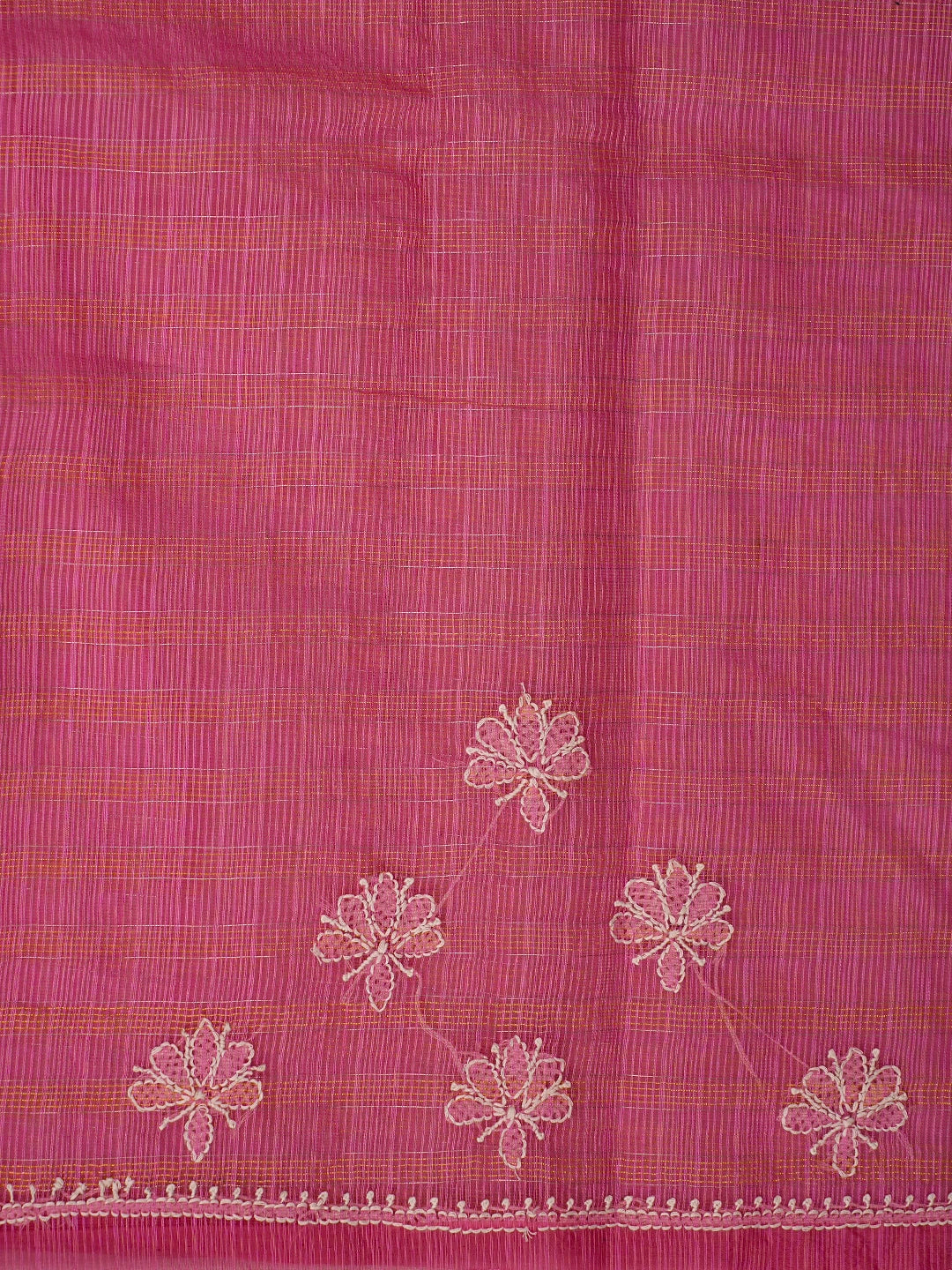 Ada Hand Embroidered Pink Super Net Lucknowi Chikankari Saree With Blouse 01A777325