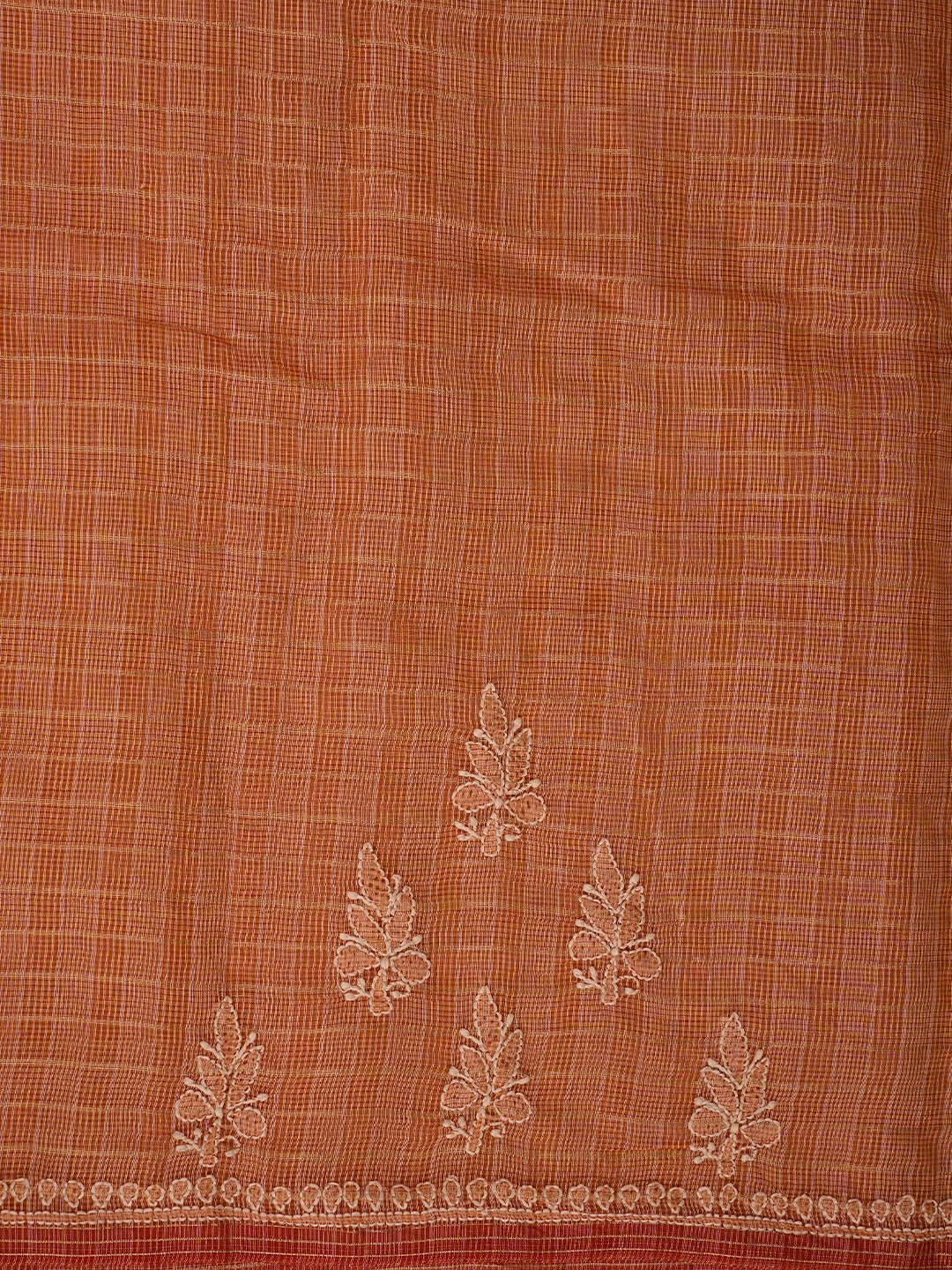 Ada Hand Embroidered Orange Super Net Lucknowi Chikankari Saree With Blouse 01A777322