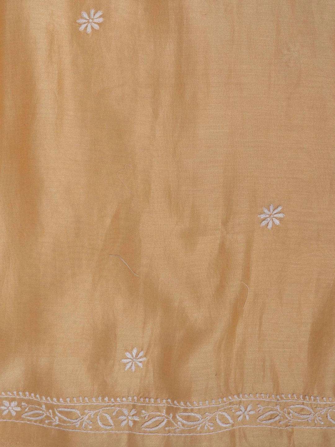 Ada Hand Embroidered Peach Chanderi Lucknowi Chikankari Semi-Stitched Anarkali Kurta Dupatta Set With Zari Work 01A122075