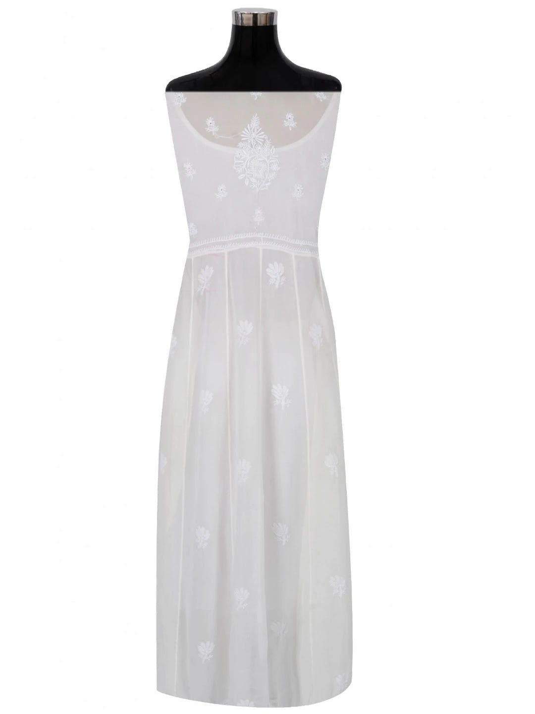 Ada Hand Embroidered White Pure Georgette Lucknowi Chikankari Semi-Stitched Anarkali Kurta Dupatta Set 01A177167
