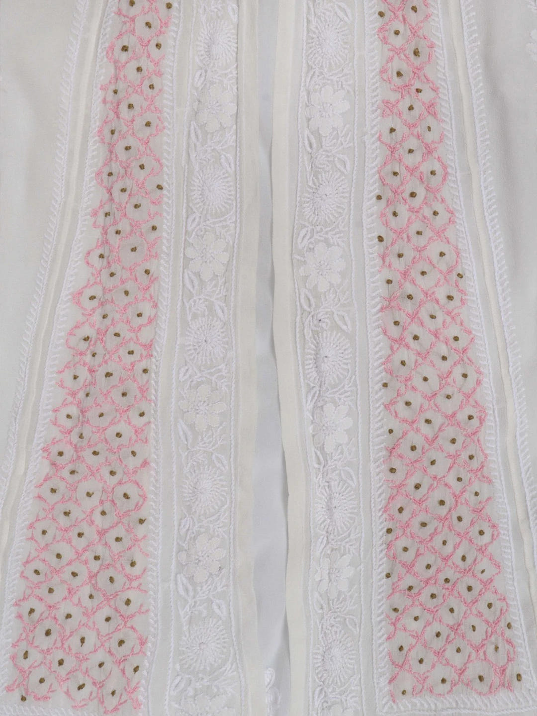 Ada Hand Embroidered White Pure Georgette Lucknowi Chikankari Semi-Stitched Anarkali Kurta Dupatta Set 01A177167
