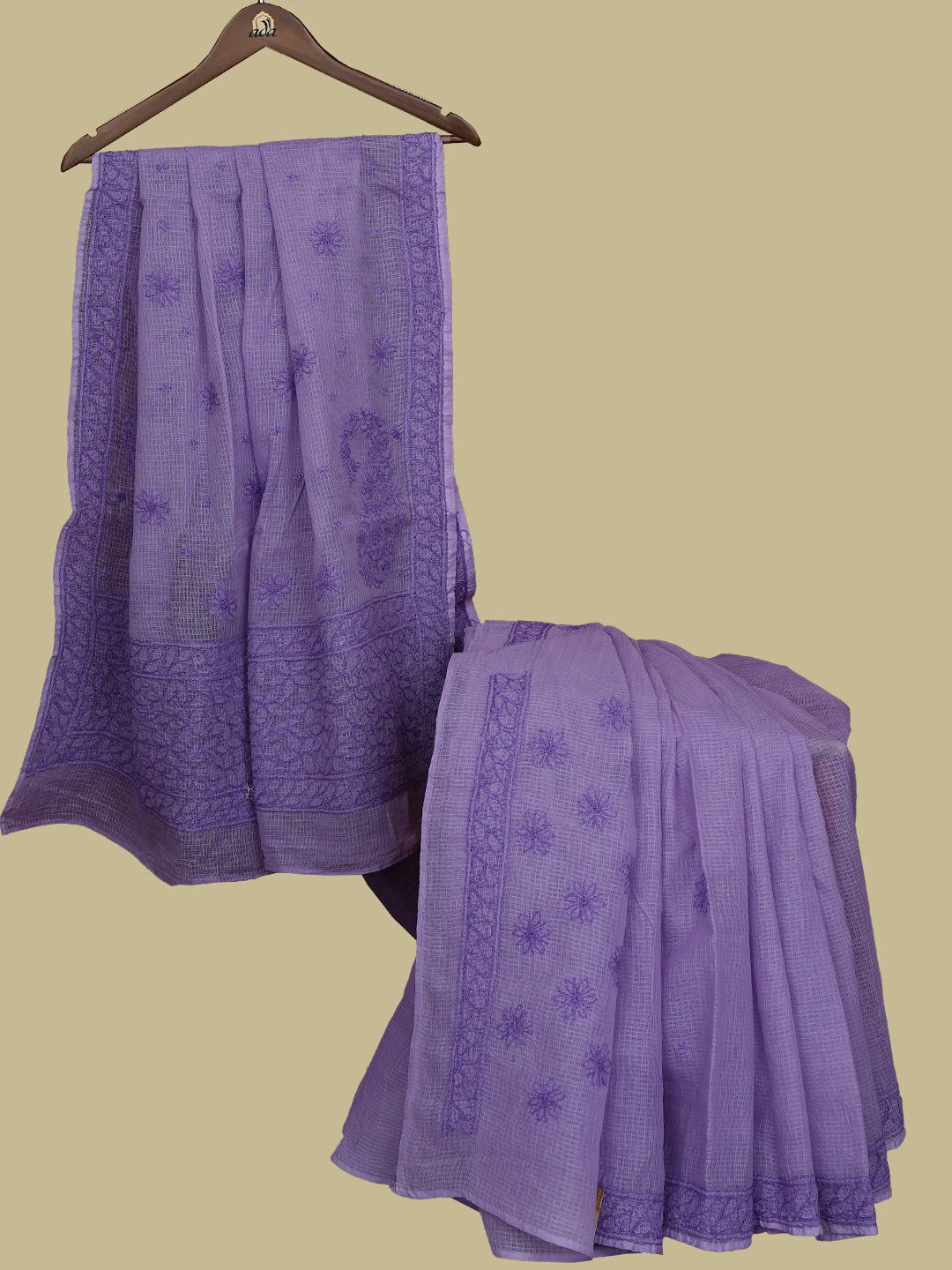 Ada Hand Embroidered Mauve Kota Lucknowi Chikankari Saree With Blouse 01A778014