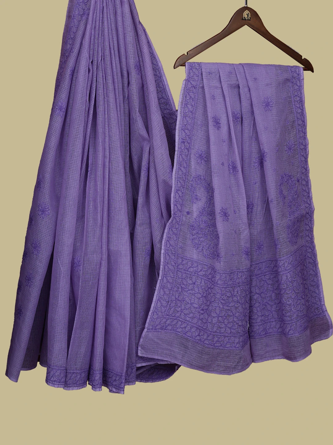Ada Hand Embroidered Mauve Kota Lucknowi Chikankari Saree With Blouse 01A778014