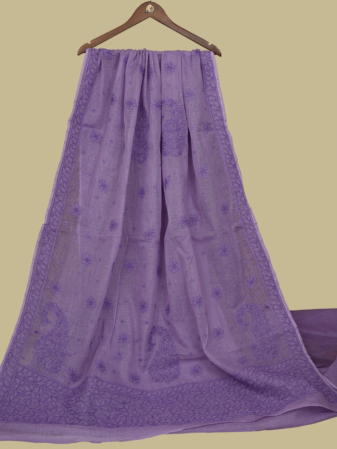 Ada Hand Embroidered Mauve Kota Lucknowi Chikankari Saree With Blouse 01A778014