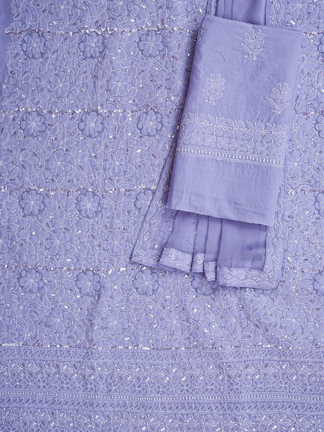 Ada Hand Embroidered Mauve Cotton Lucknowi Chikankari Unstitched Suit Piece With Cutdana Work 01A791879