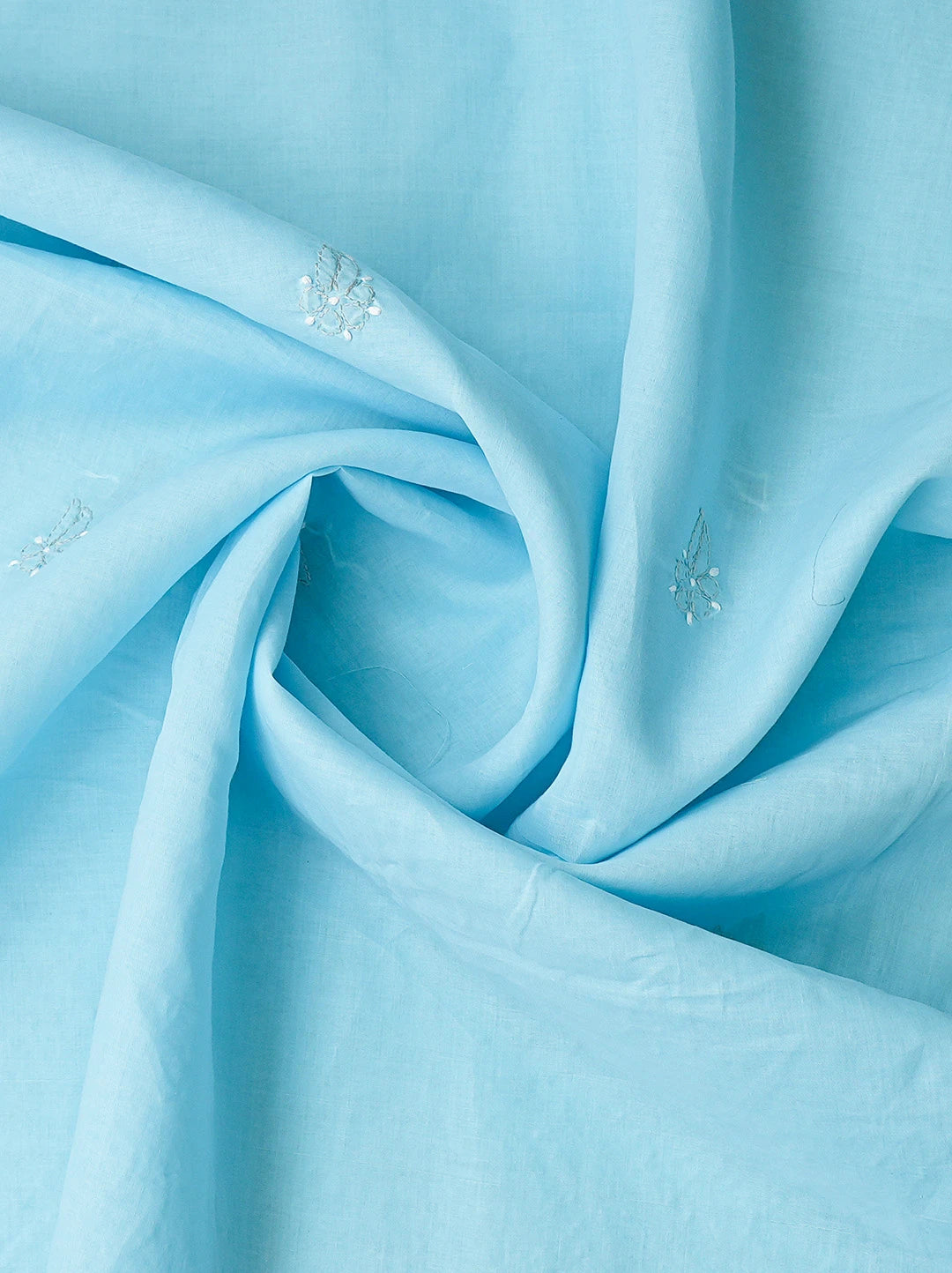 Ada Hand Embroidered Light Sky Blue Cotton Lucknowi Chikankari Unstitched Suit Piece 01A780228