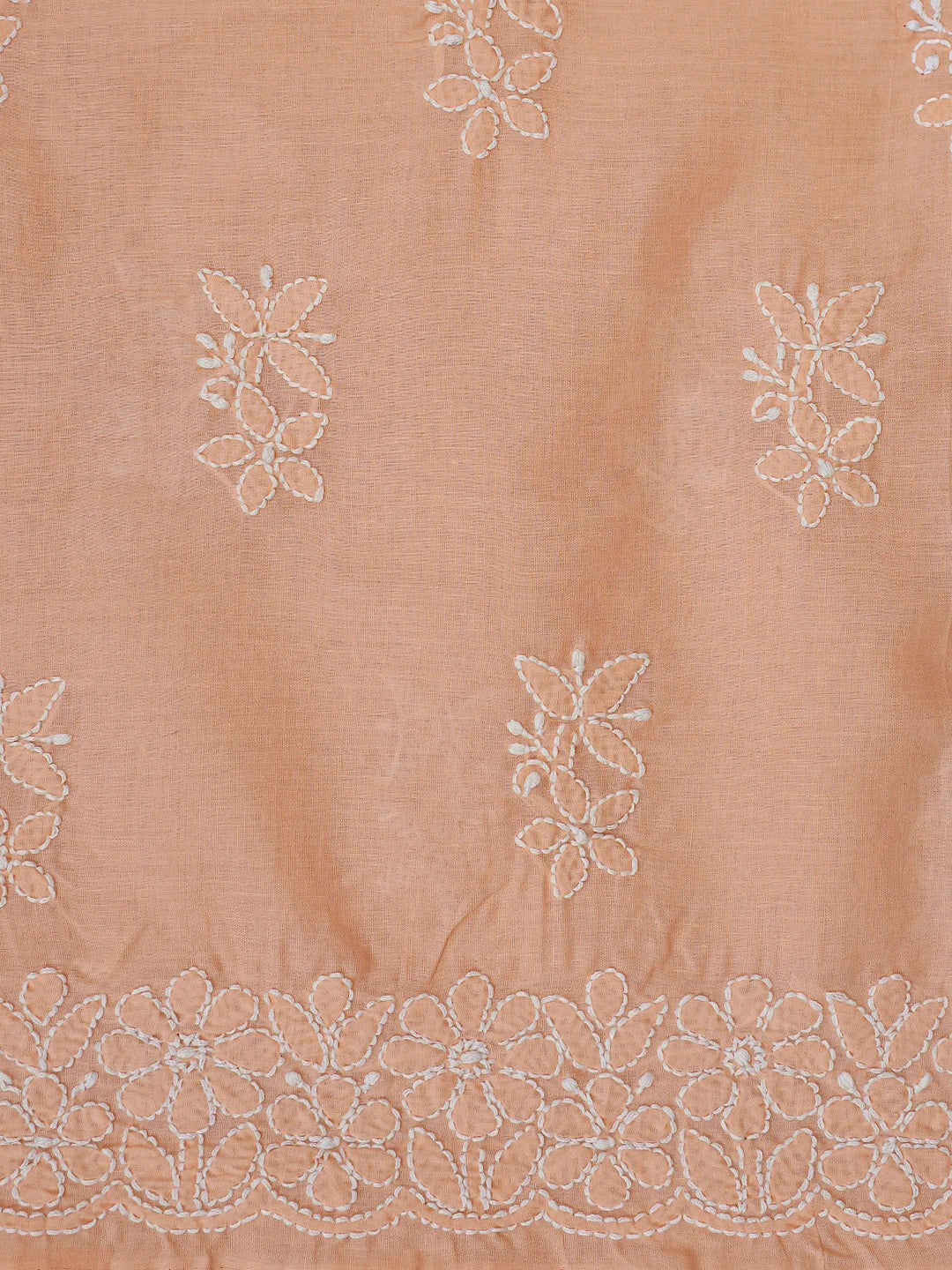 Ada Hand Embroidered Peach Cotton Lucknowi Chikankari Unstitched Suit Piece 01A783100