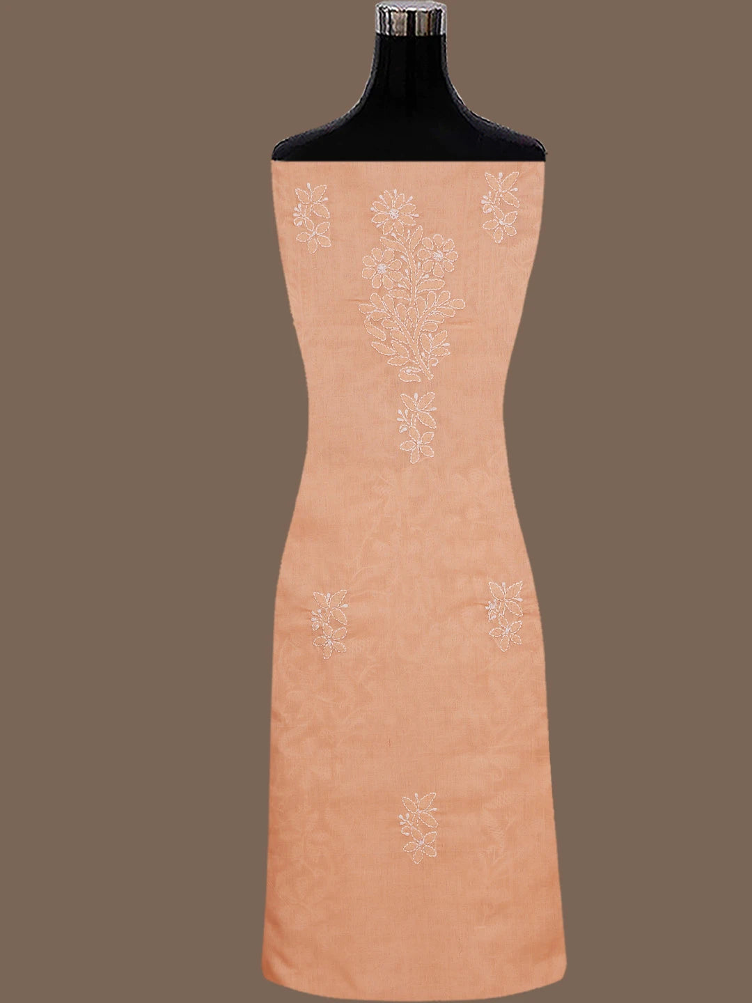 Ada Hand Embroidered Peach Cotton Lucknowi Chikankari Unstitched Suit Piece 01A783100