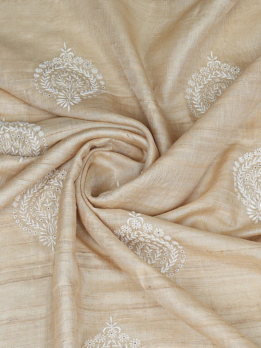 Ada Hand Embroidered Fawn Silk Lucknowi Chikankari Dupatta 01A736373