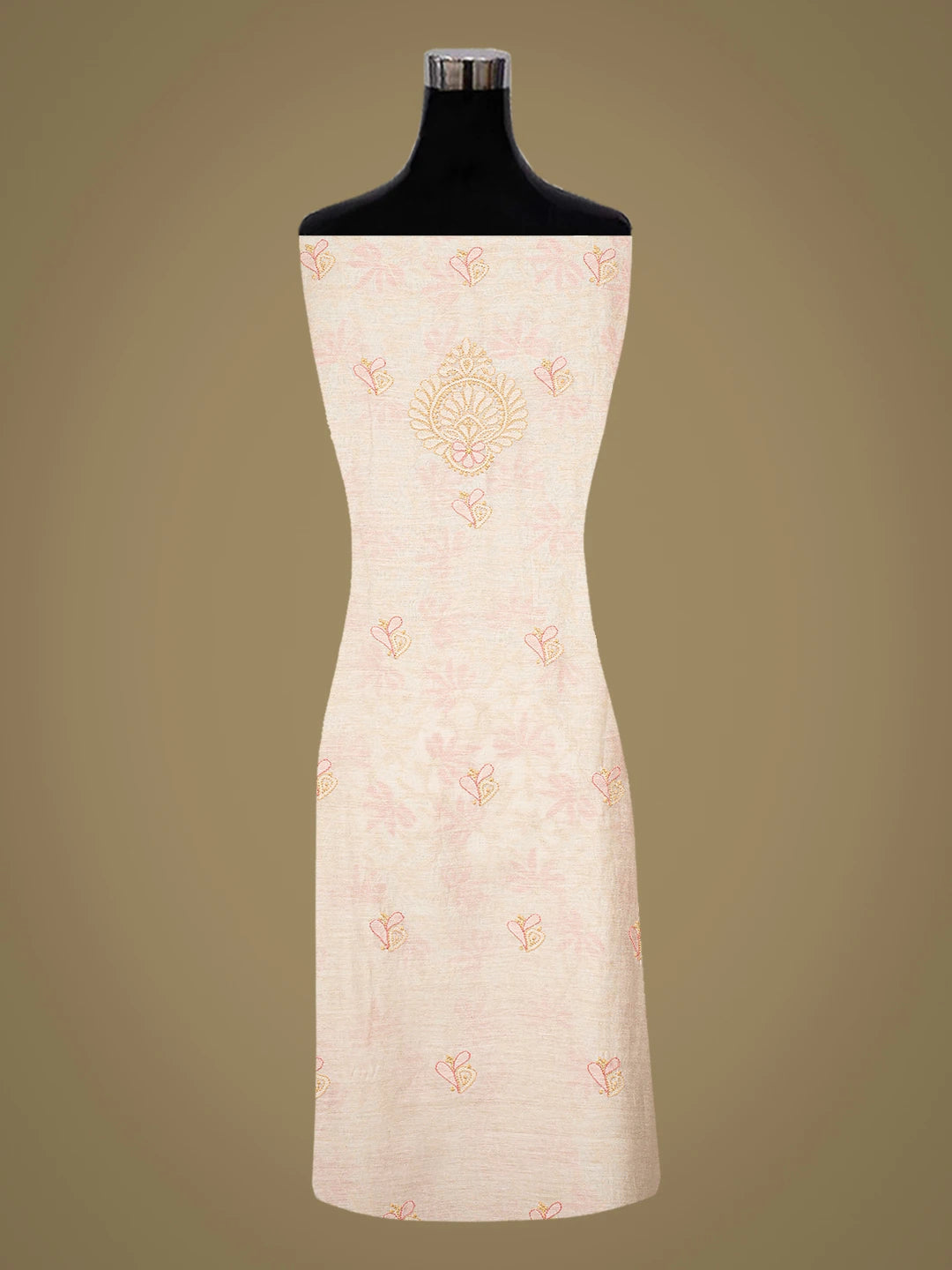 Ada Hand Embroidered Off White Chanderi Lucknowi Chikankari Unstitched Kurta Dupatta Set 01A792638