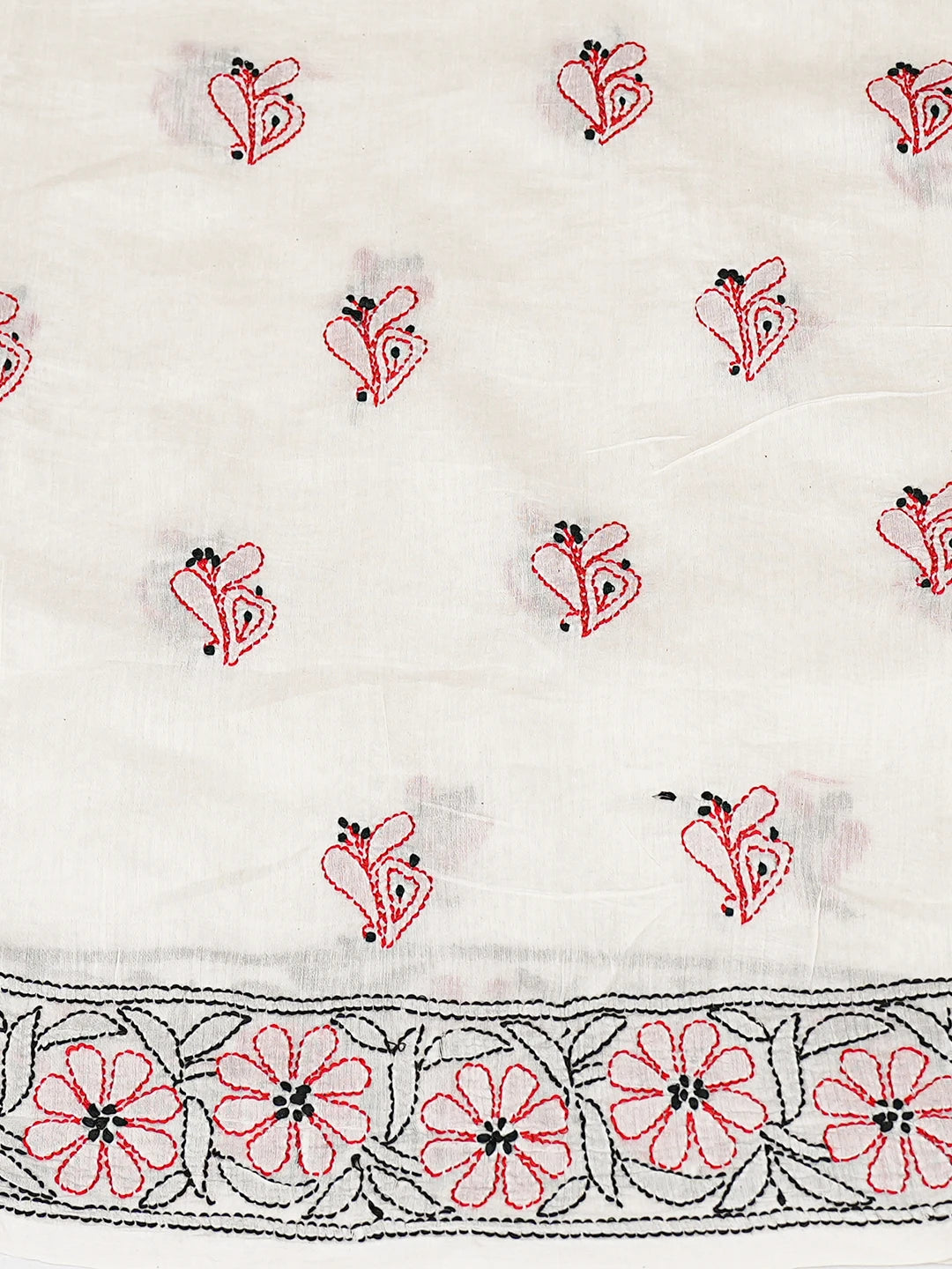 Ada Hand Embroidered Off White Chanderi Lucknowi Chikankari Unstitched Kurta Dupatta Set 01A792630