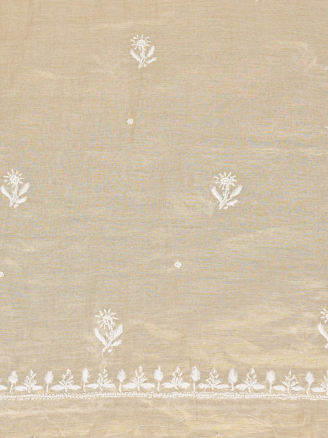 Ada Hand Embroidered Fawn Tissue Lucknowi Chikankari Unstitched Kurta Dupatta Set With Pearl Work 01A793601