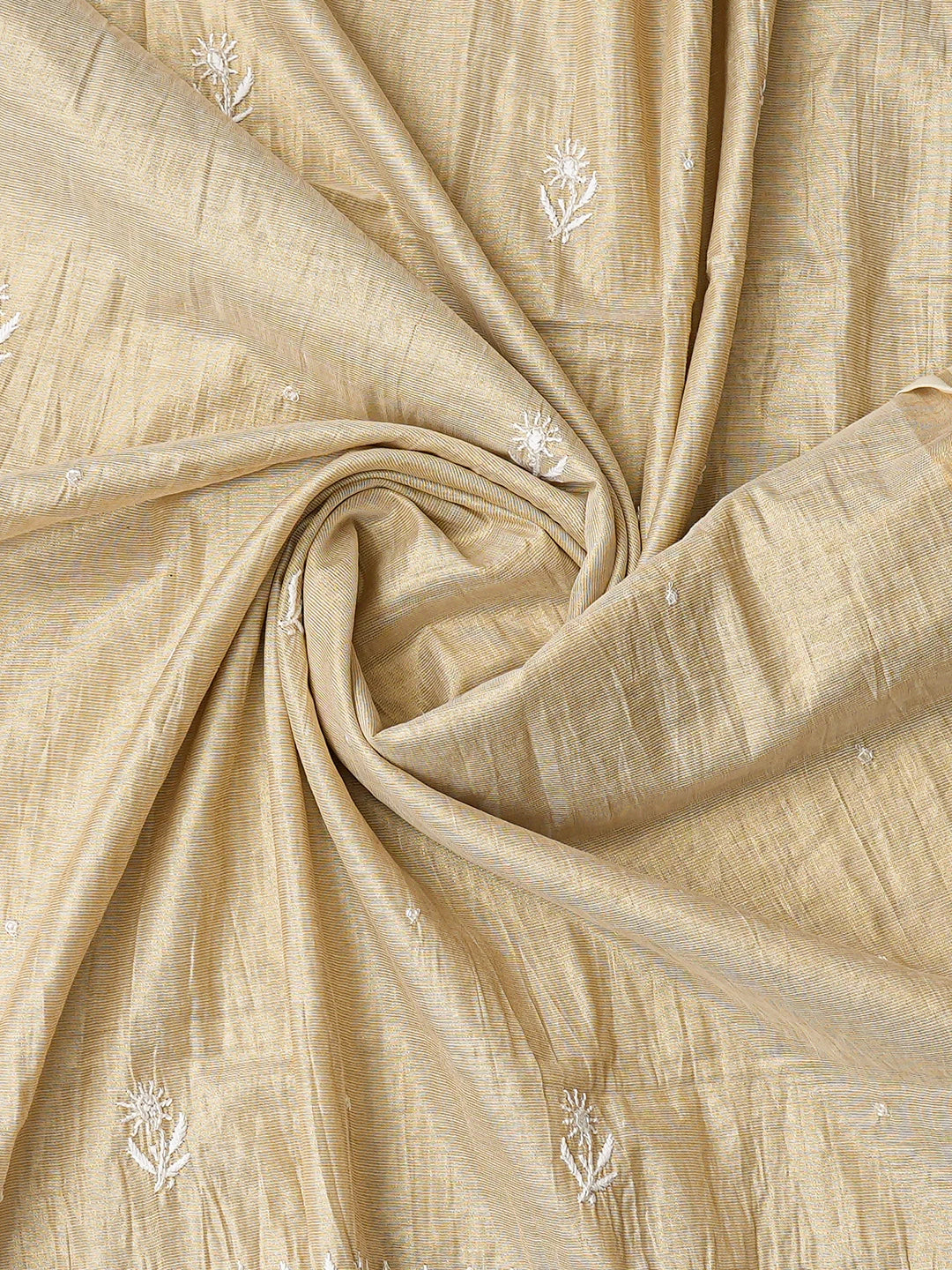 Ada Hand Embroidered Fawn Tissue Lucknowi Chikankari Unstitched Kurta Dupatta Set With Pearl Work 01A793601